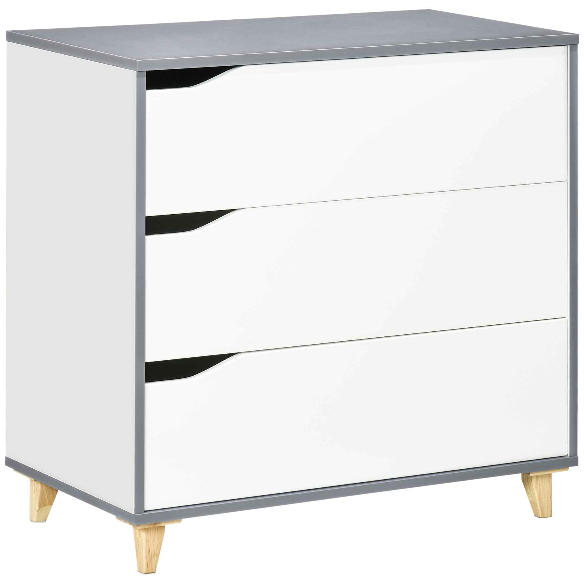 HOMCOM Chest of Drawers - 3 Drawer Unit Storage Organiser for Bedroom - White  | TJ Hughes