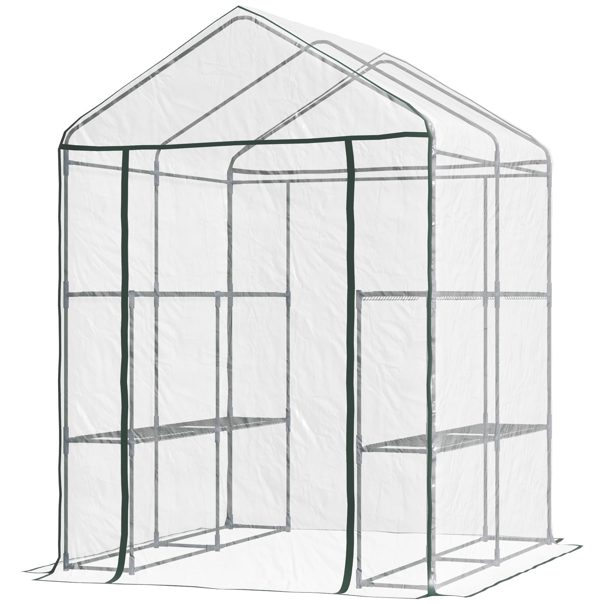 Outsunny Walk In Greenhouse Garden Clear PVC Frame Shelves Reinforced Plant Grow  | TJ Hughes