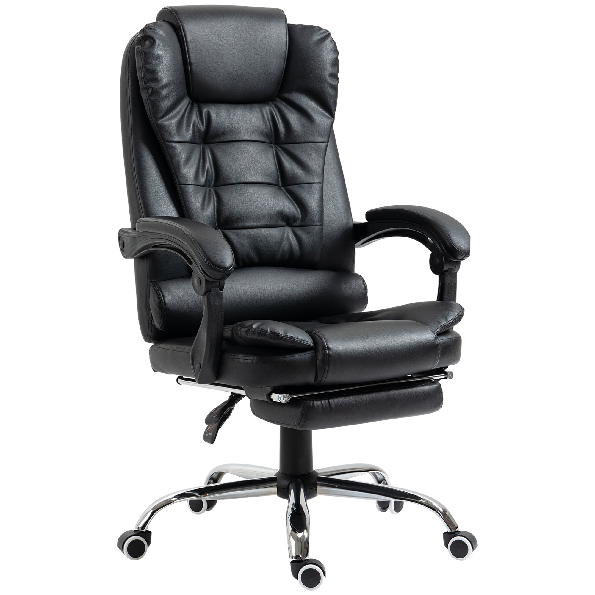 HOMCOM Executive Office Chair PU Leather Swivel Chair with Footrest Black  | TJ Hughes