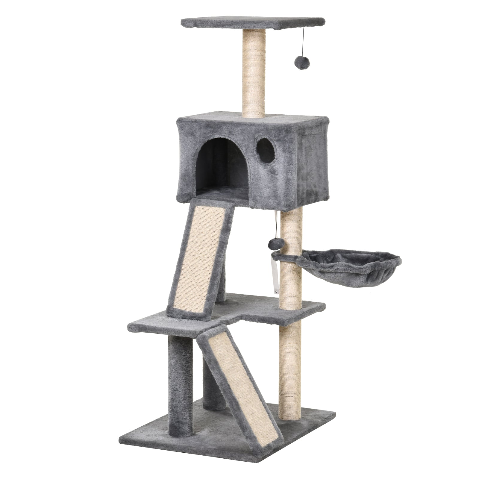 PawHut Cat Activity Tree with Condo Sisal-Covered Scratching Posts for Climbing  | TJ Hughes