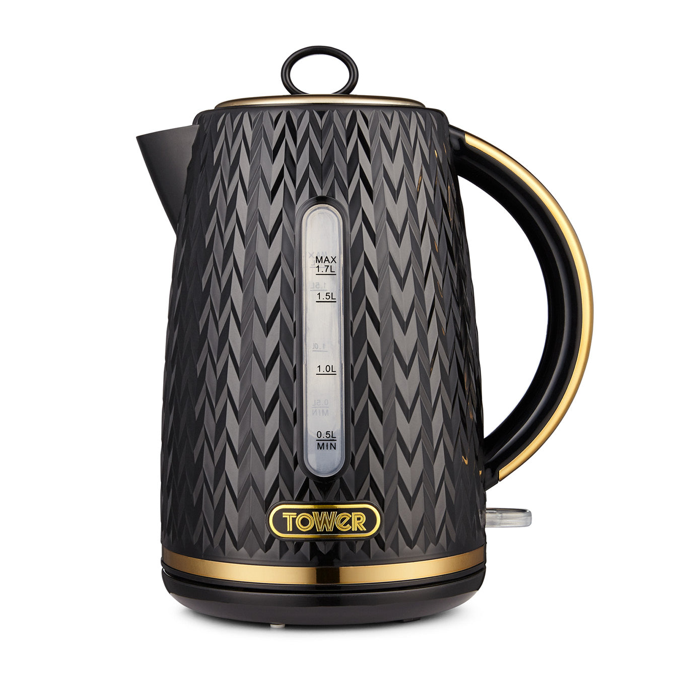 Tower Empire 3KW 1.7L Kettle with Brass Accents - Black