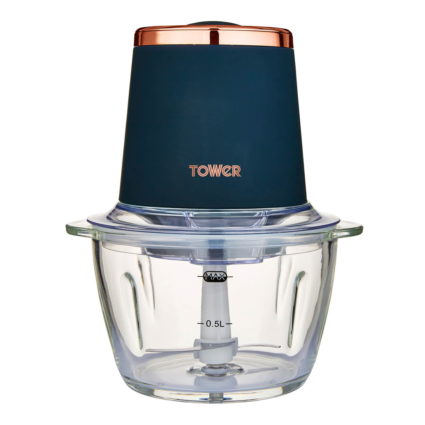 Tower Cavaletto 350W 1 Litre Glass Mini Chopper - Midnight Blue