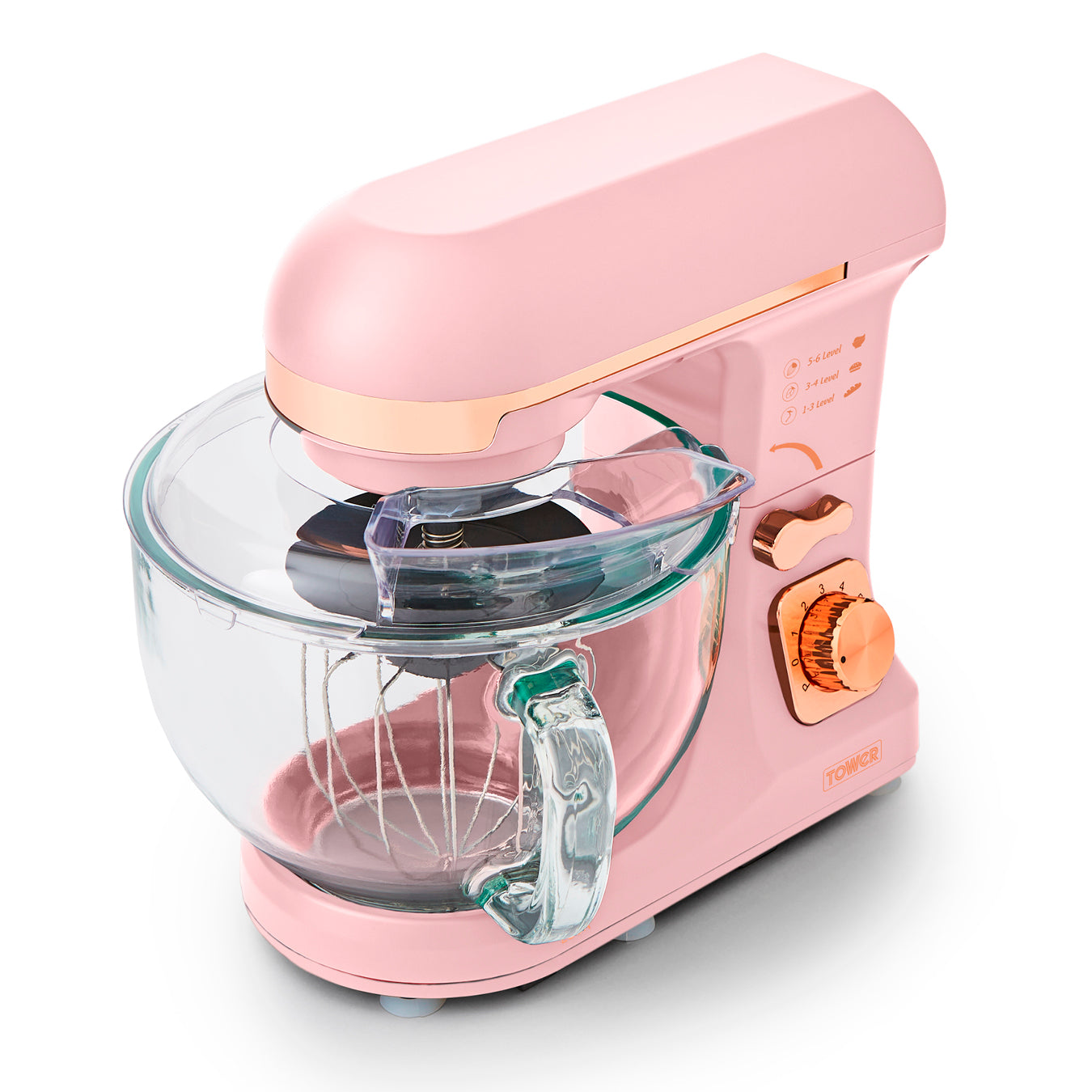 Tower Cavaletto 1000W Stand Mixer with 5L Glass Bowl - Pink