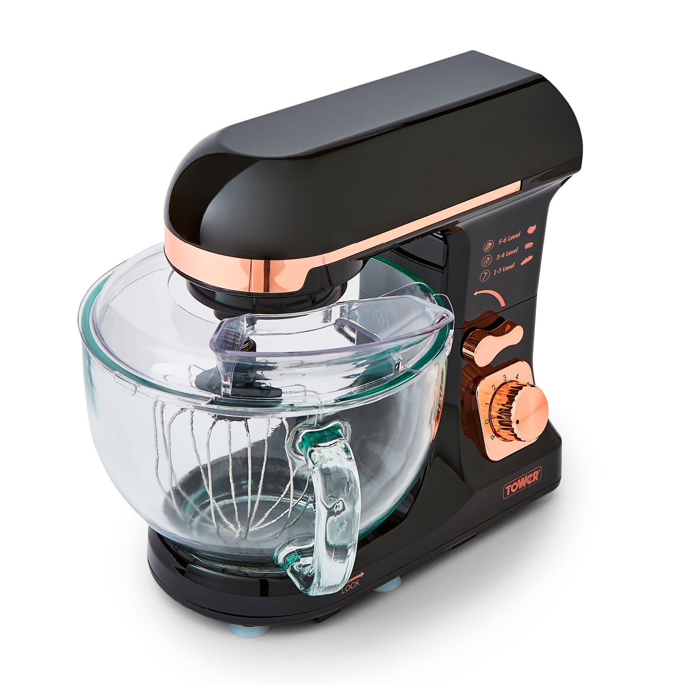 Tower Cavaletto 1000W Stand Mixer with 5L Glass Bowl - Black