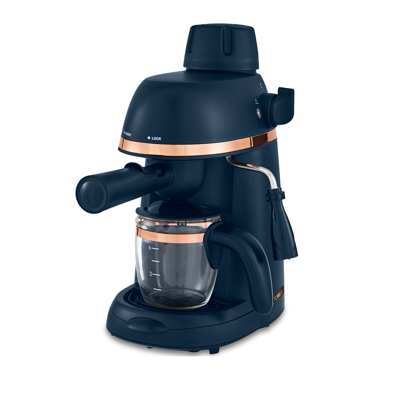 Tower Cavaletto 800W 4 Cup Espresso Machine - Midnight Blue