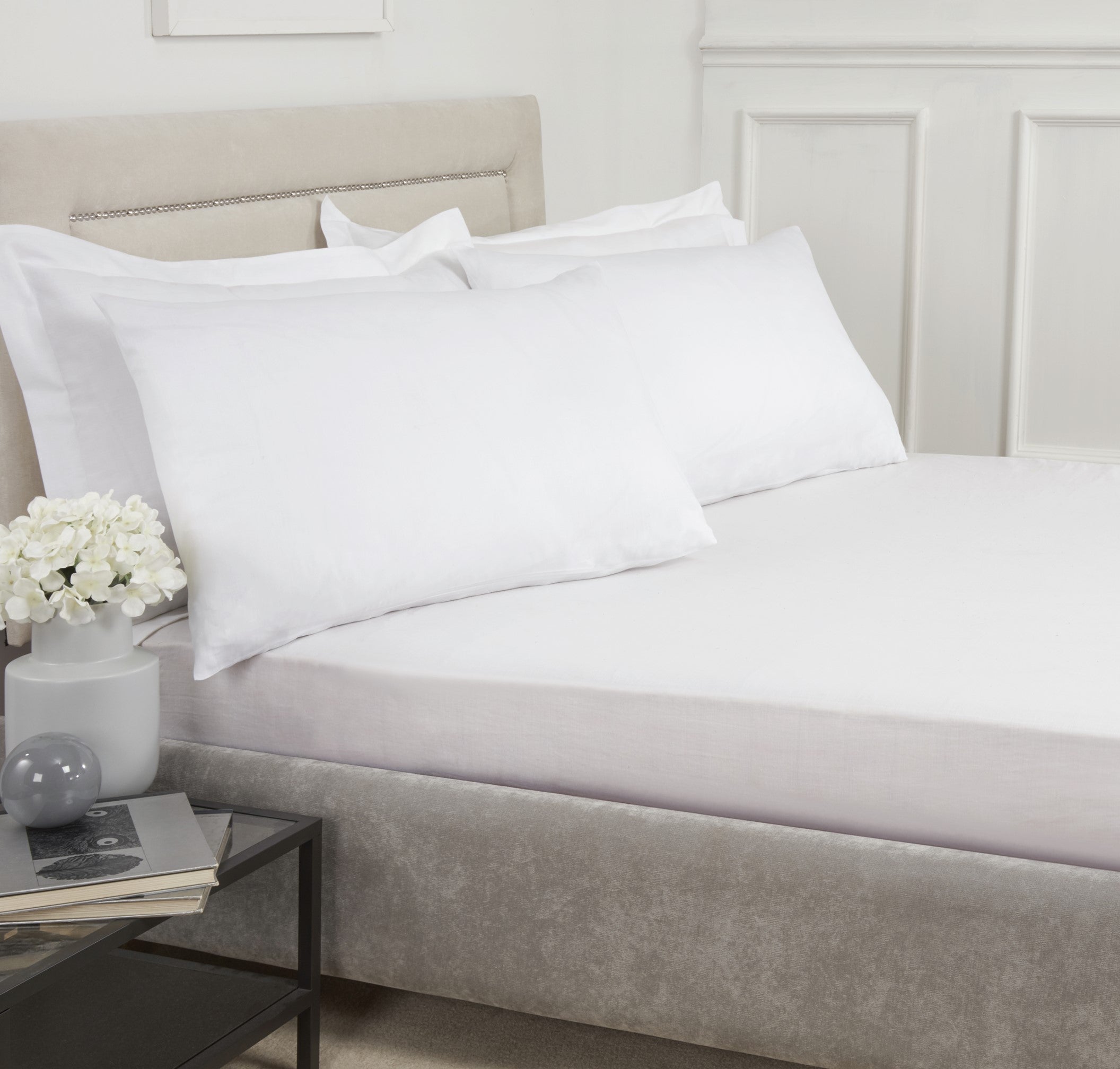 Lewis’s 100% Cotton Flat Sheet Range - White - Housewife Pillowcase Pair  | TJ Hughes