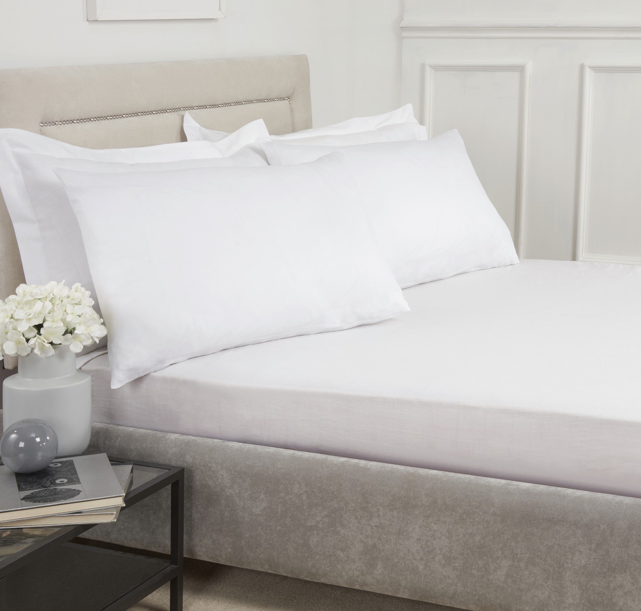 Lewis’s 100% Cotton Fitted Bedding Range - White - Housewife Pillowcase Pair  | TJ Hughes