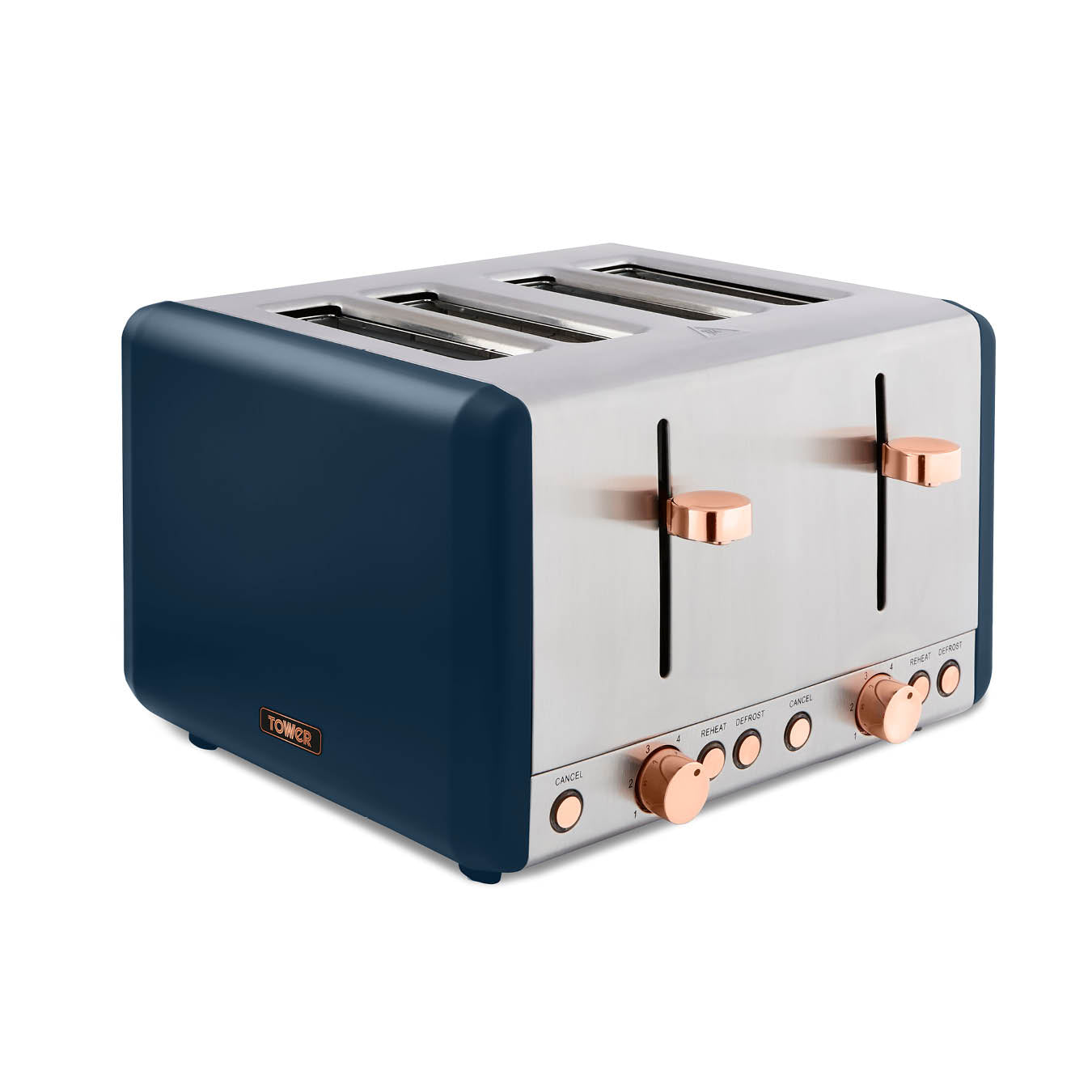 Tower Cavaletto 4 Slice Stainless Steel Toaster - Midnight Blue