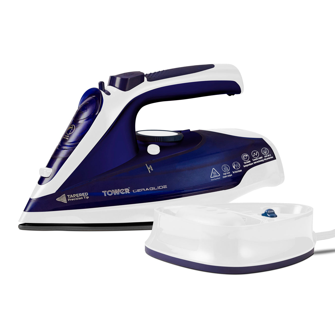 Tower CeraGlide 2400W Cord Cordless Steam Iron - Blue