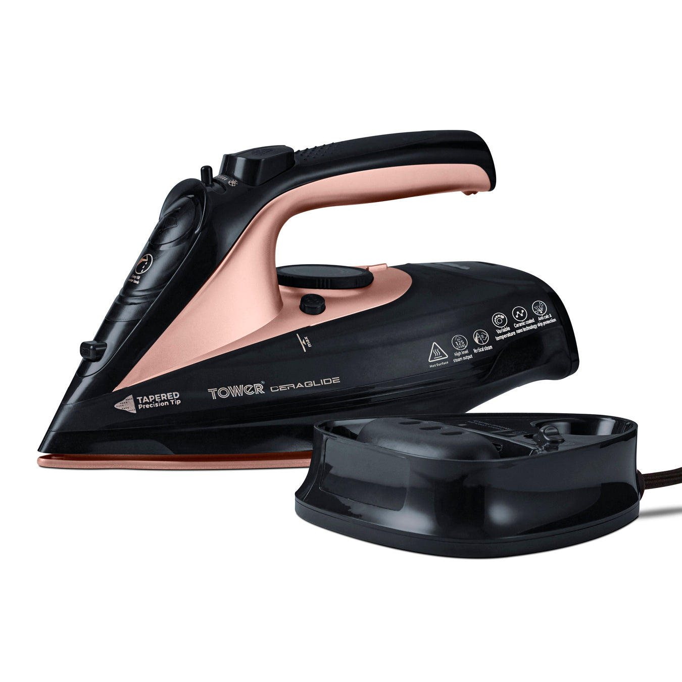 Tower Ceraglide Steam Iron CeraGlide 2400W Cord Cordless