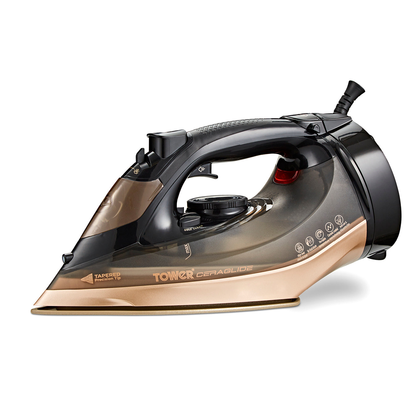Tower Ceraglide Steam Iron 2800W 360 Cord Cordless - Black / Rose Gold