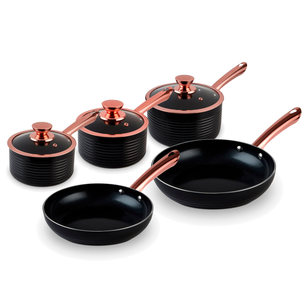 Tower Linear Rose Gold 5 Piece Pan Set - Black