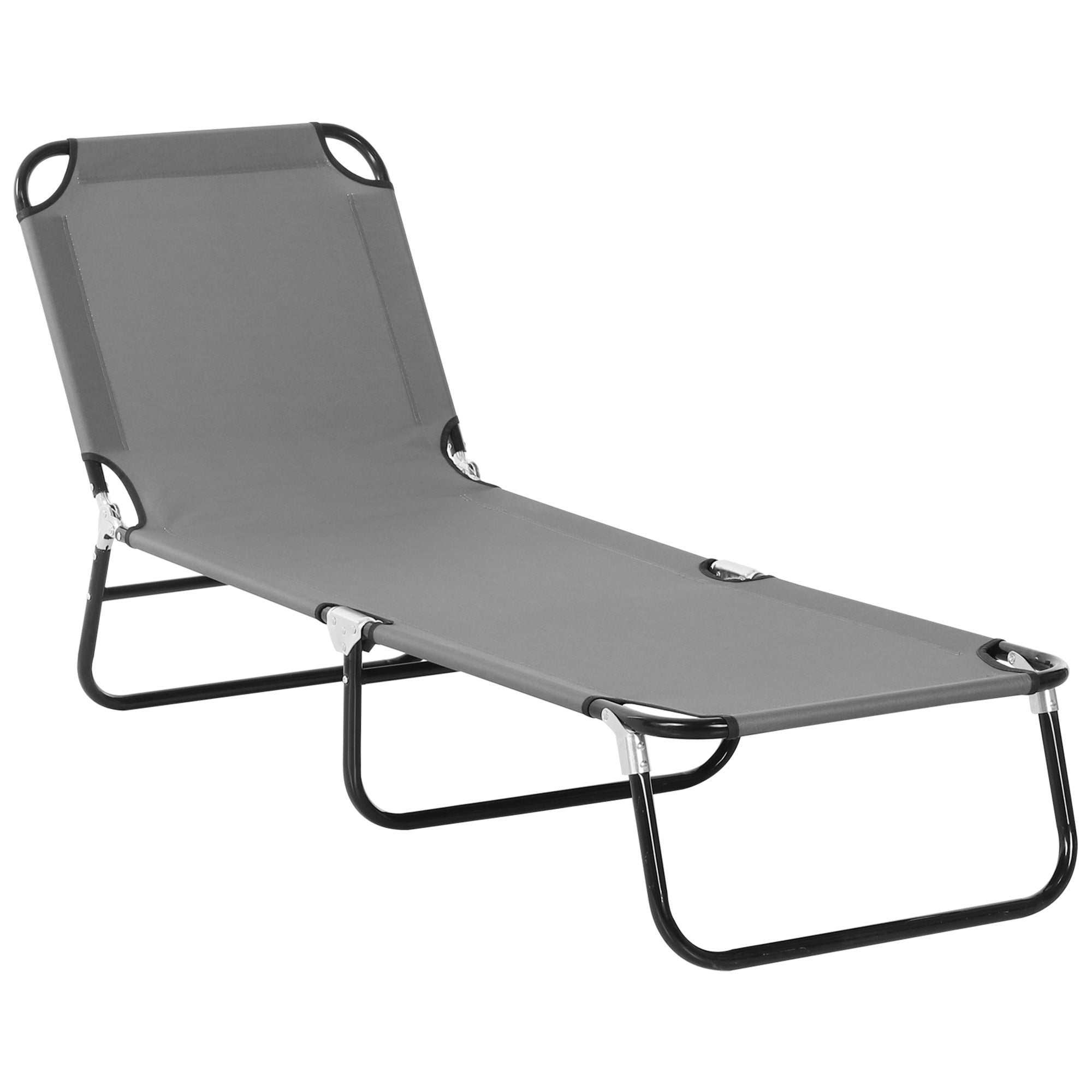 Outsunny Folding Lounge Chair Outdoor Chaise Lounge for Bench Patio Grey  | TJ Hughes