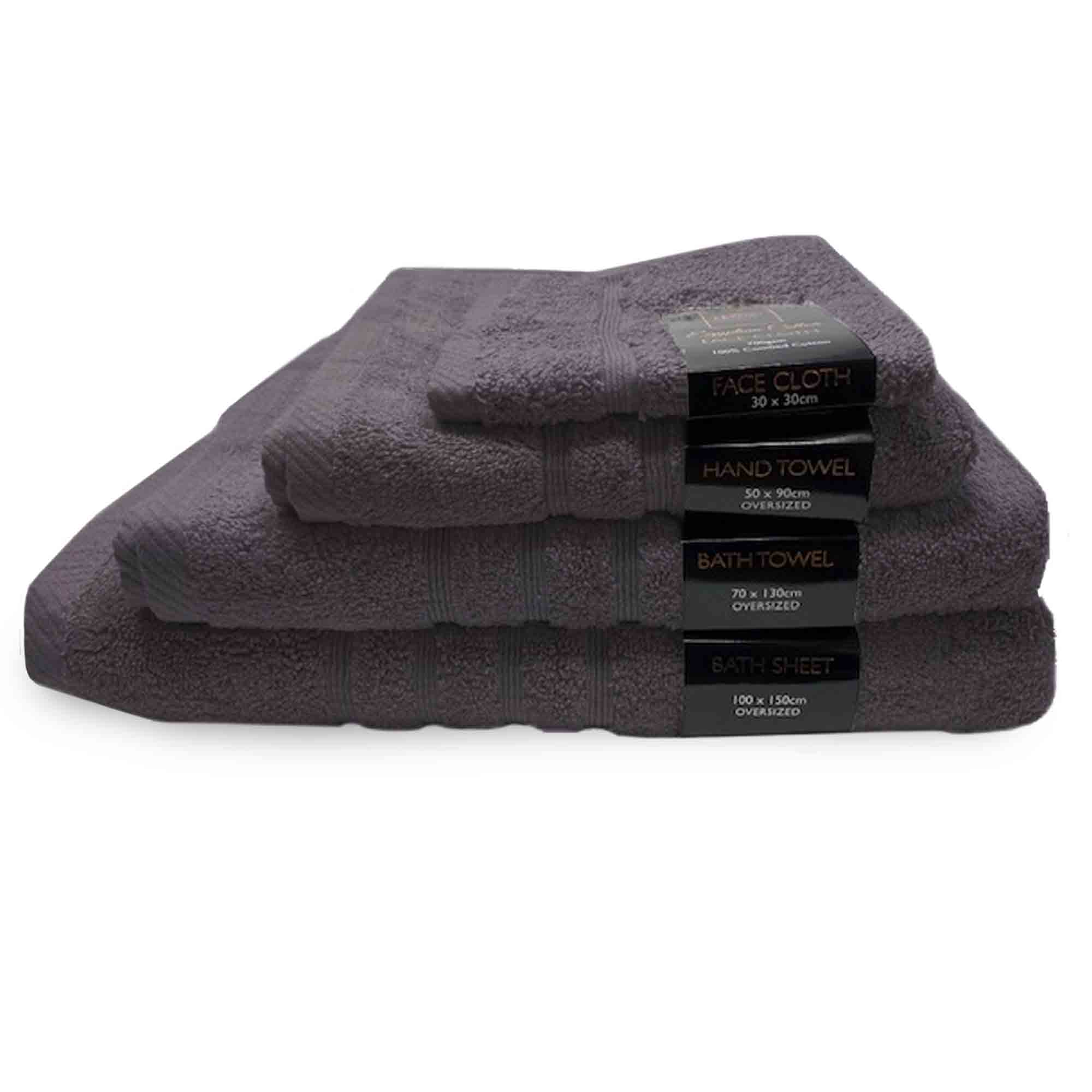 Lewis’s Luxury Egyptian 100% Cotton Towel Range - Charcoal - Face Cloth  | TJ Hughes