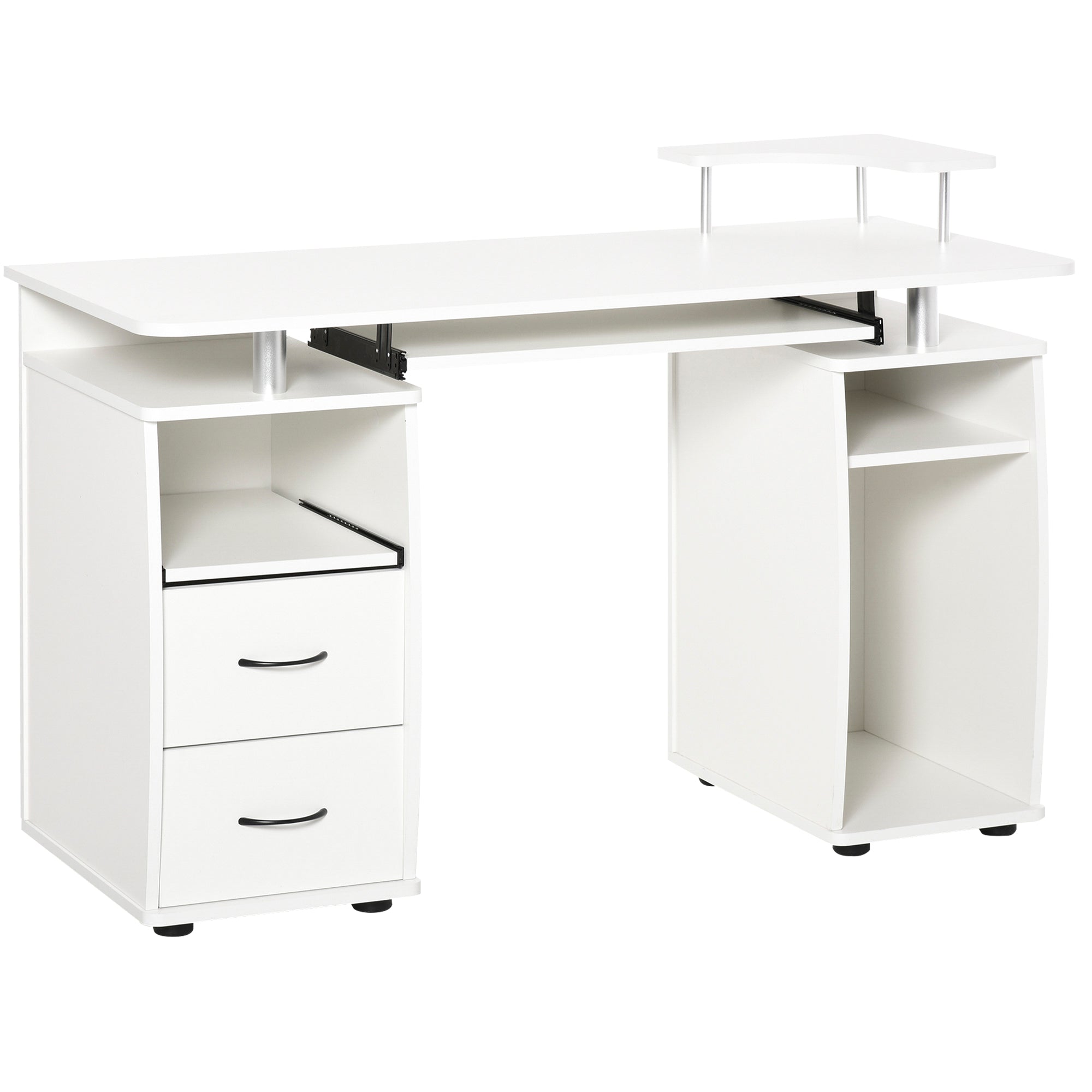 HOMCOM Computer Office Desk Table Workstation w/  Keyboard Tray - Drawer - White  | TJ Hughes