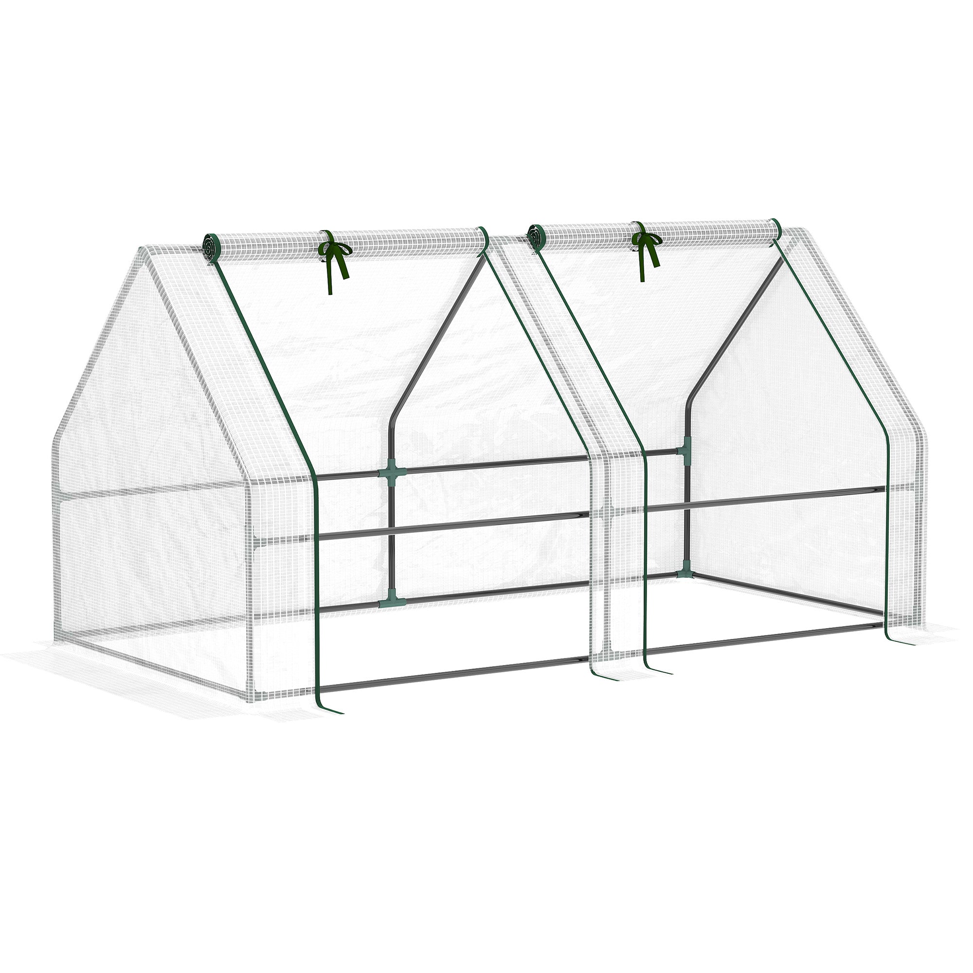 Outsunny Mini Small Greenhouse with Steel Frame & PE Cover & Window - White  | TJ Hughes