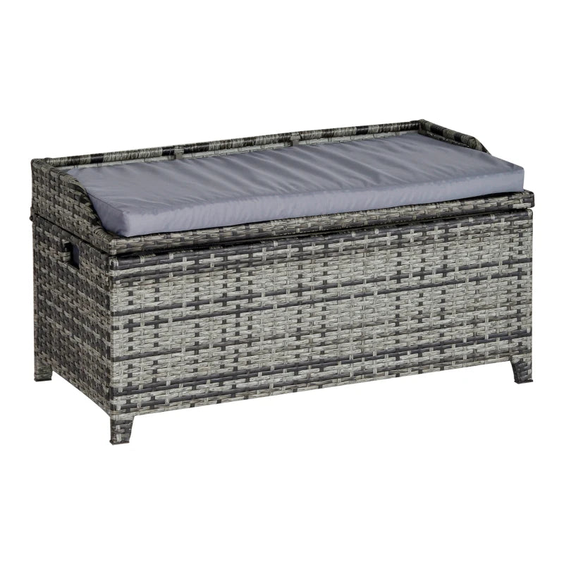 Outsunny Rattan Storage Bench Grey  | TJ Hughes