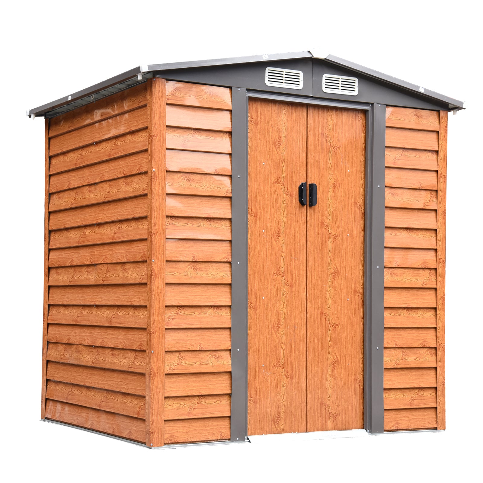 Outsunny 6.5x5.2ft Garden Shed Wood Effect Tool Storage Sliding Door Wood Grain  | TJ Hughes