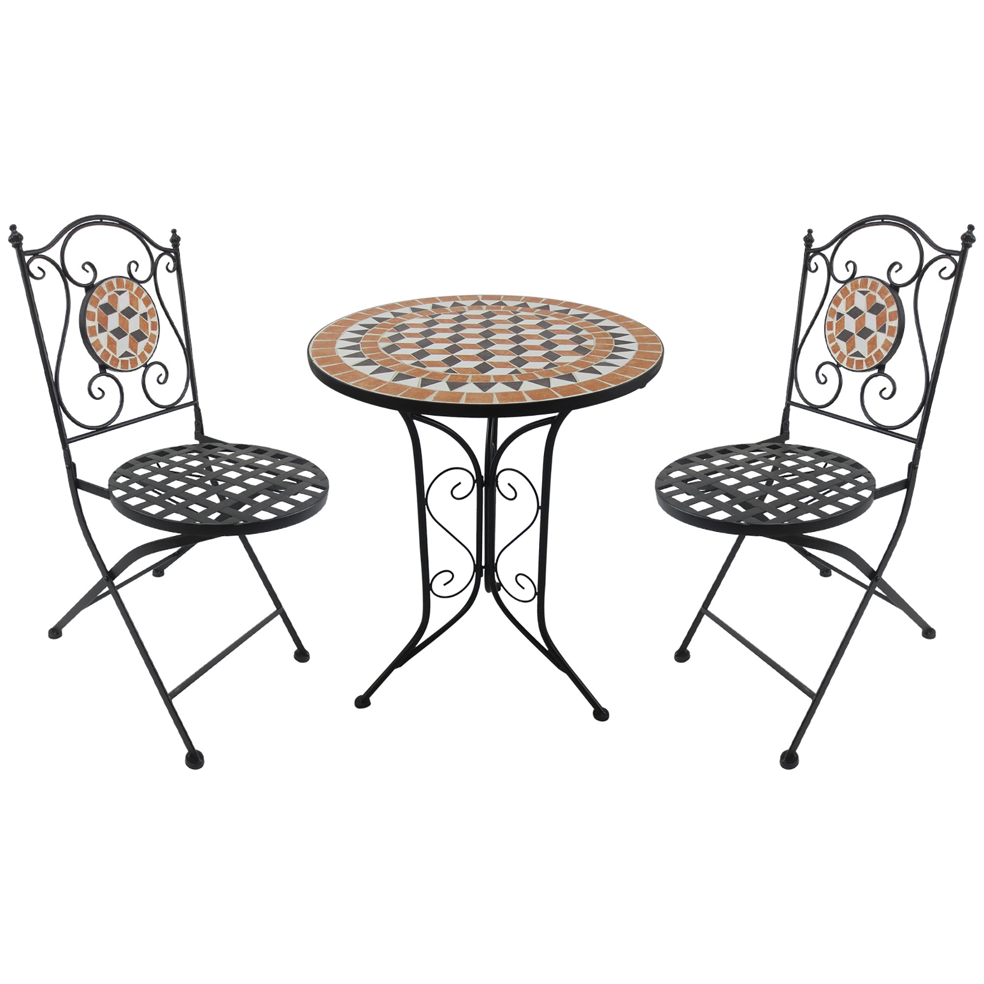 Outsunny 3 Pcs Mosaic Bistro Table Chair Set Patio Garden Dining Furniture  | TJ Hughes