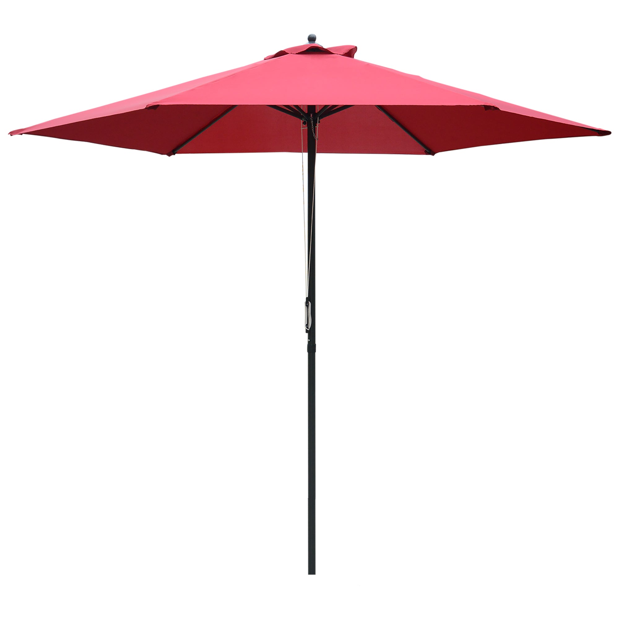 Outsunny 2.8m Patio Umbrella Parasol Outdoor Table Umbrella 6 Ribs Wine Red  | TJ Hughes