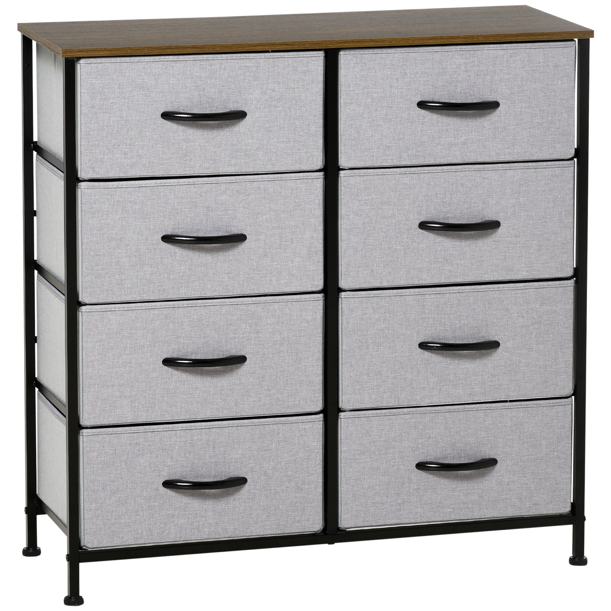 HOMCOM 8 Drawer Fabric Chest of Drawers w/ Wooden Top for Closet Hallway Grey  | TJ Hughes