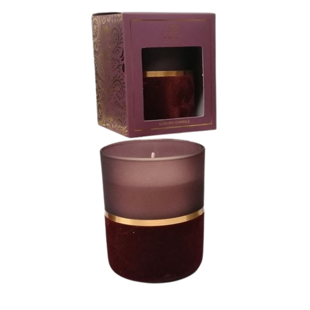 Aubergine Frosted Candle With Velvet Wrap Scented Velvet Orchid