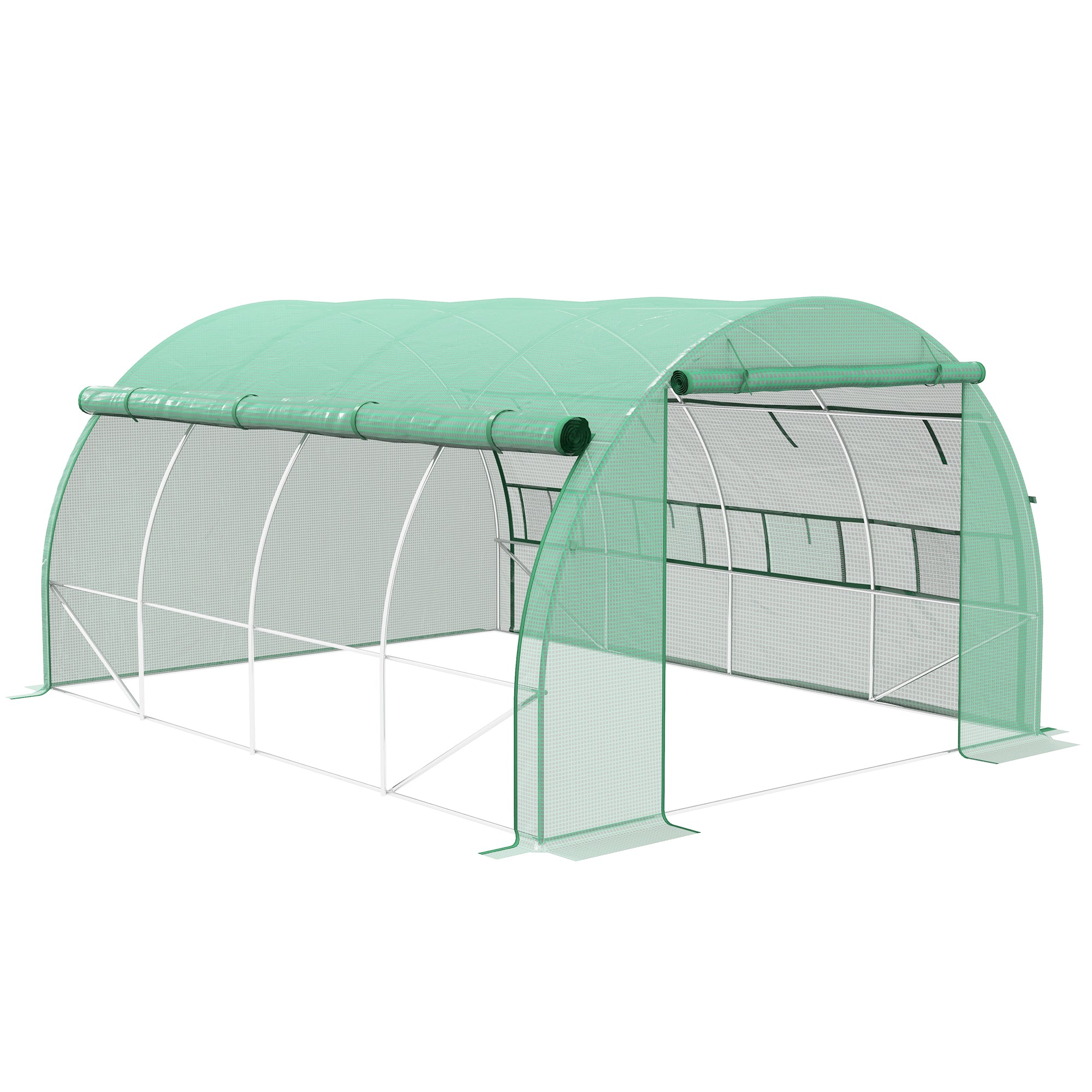 Outsunny 4 x 3 x 2 m Polytunnel Greenhouse Pollytunnel Tent Steel Frame Green  | TJ Hughes