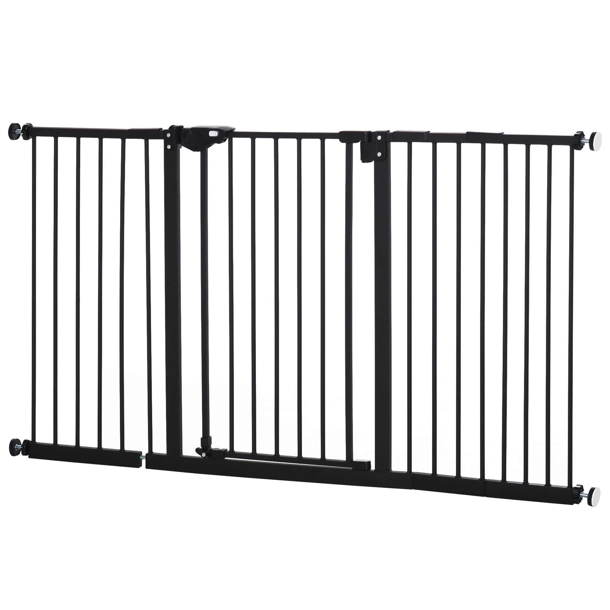 PawHut Adjustable Safety Gate w/ 3 Extensions and Four Adjustable Screws - Black  | TJ Hughes