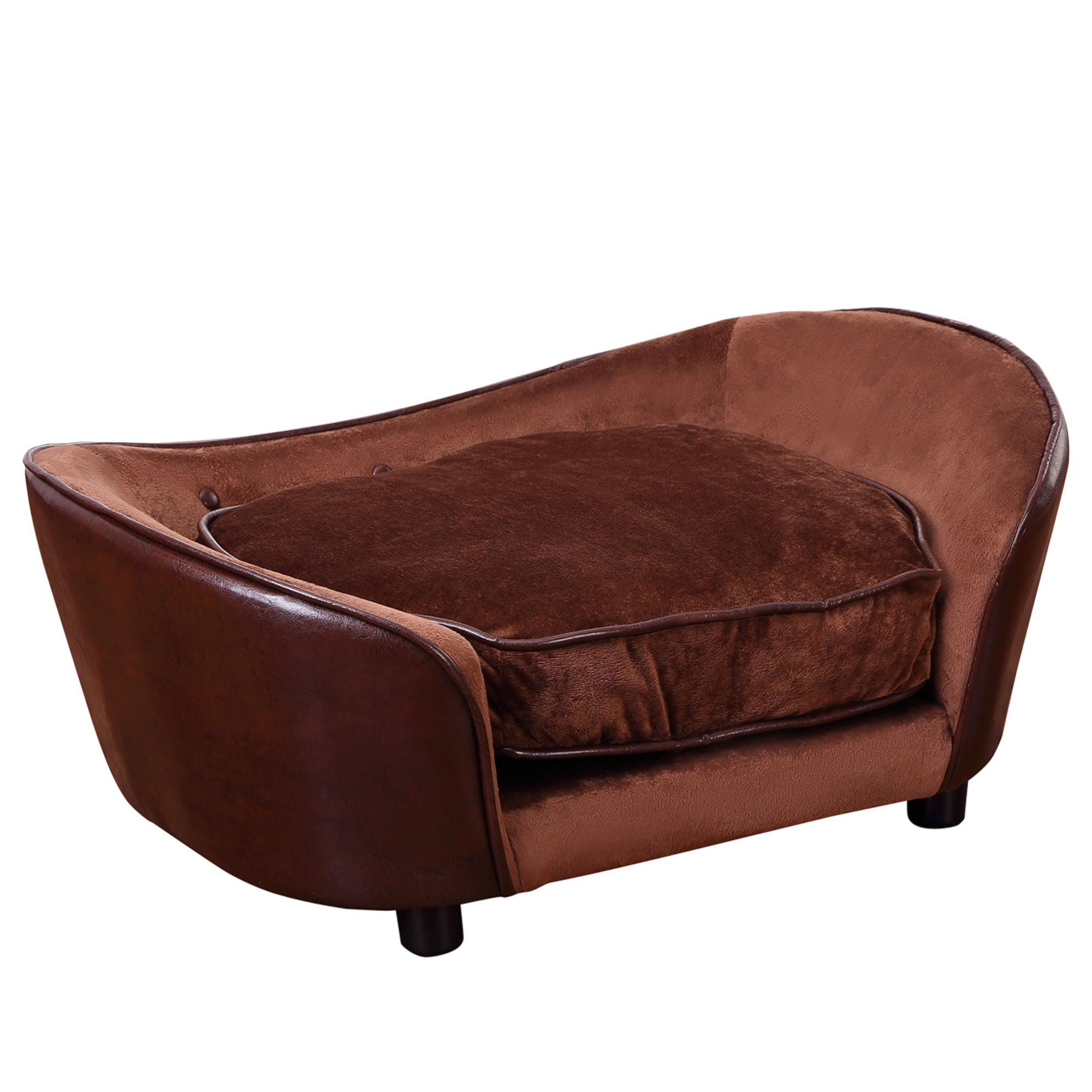 PawHut Dog Sofa Chair W/ Legs Cushion for Small Dog Cat 78x57x35.5 cm - Brown  | TJ Hughes