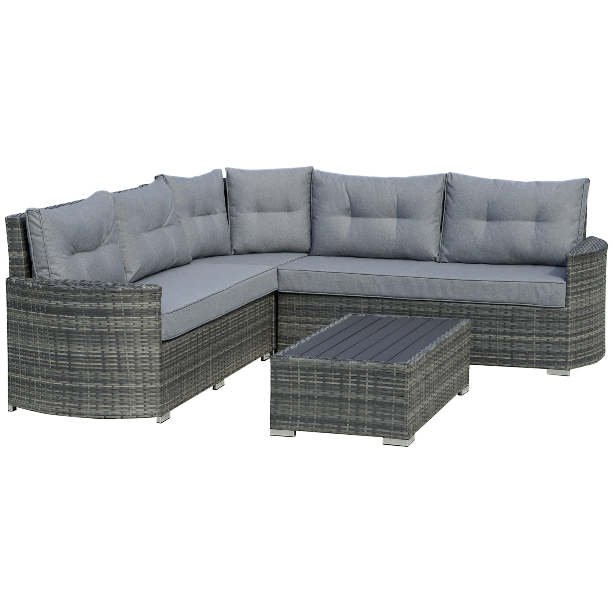 Outsunny Aluminium 4 Pieces Outdoor PE Rattan Sectional Conversation Sofa Set  | TJ Hughes