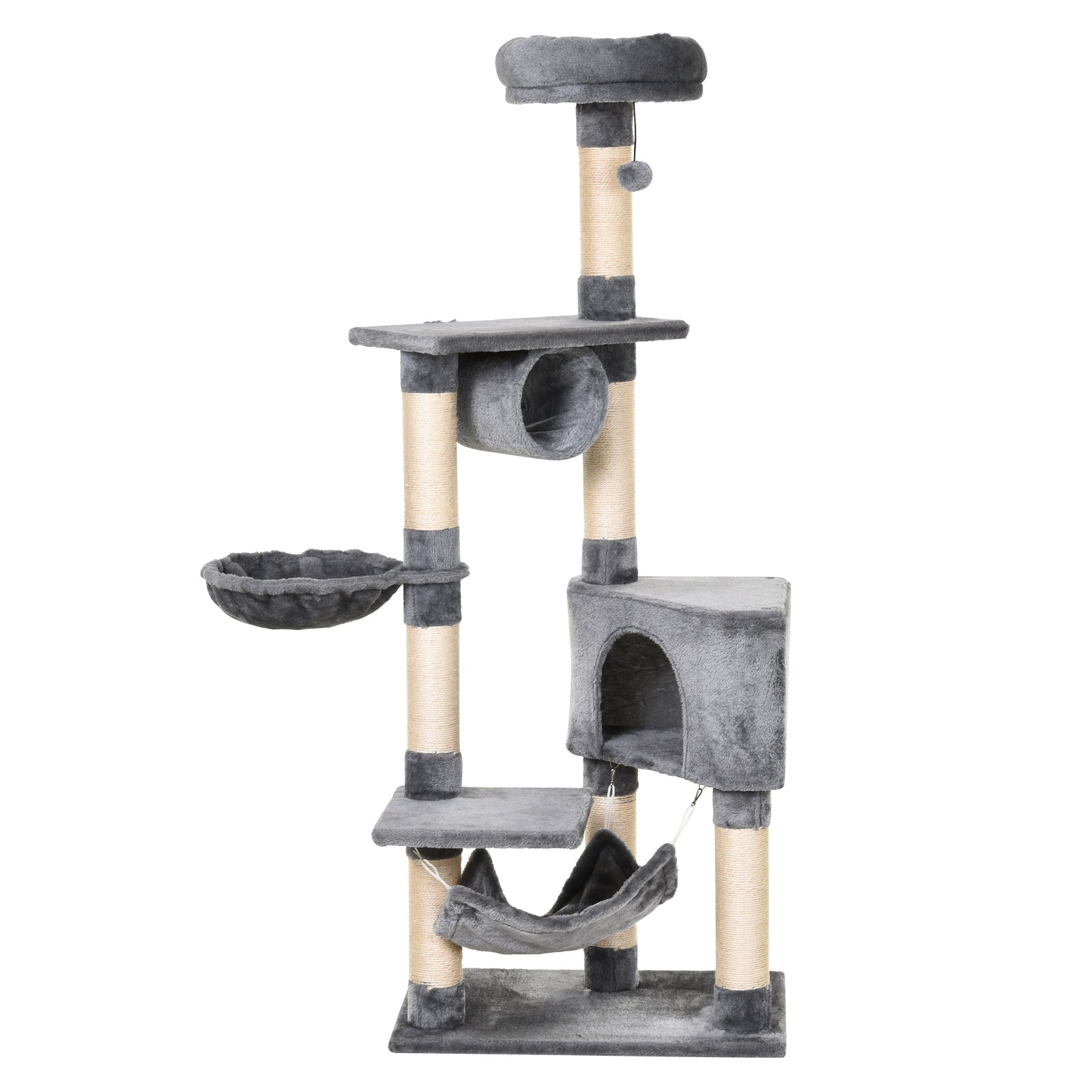 PawHut 150CM Cat Tree Tower Kittens Activity Stand House Scratching Posts  | TJ Hughes