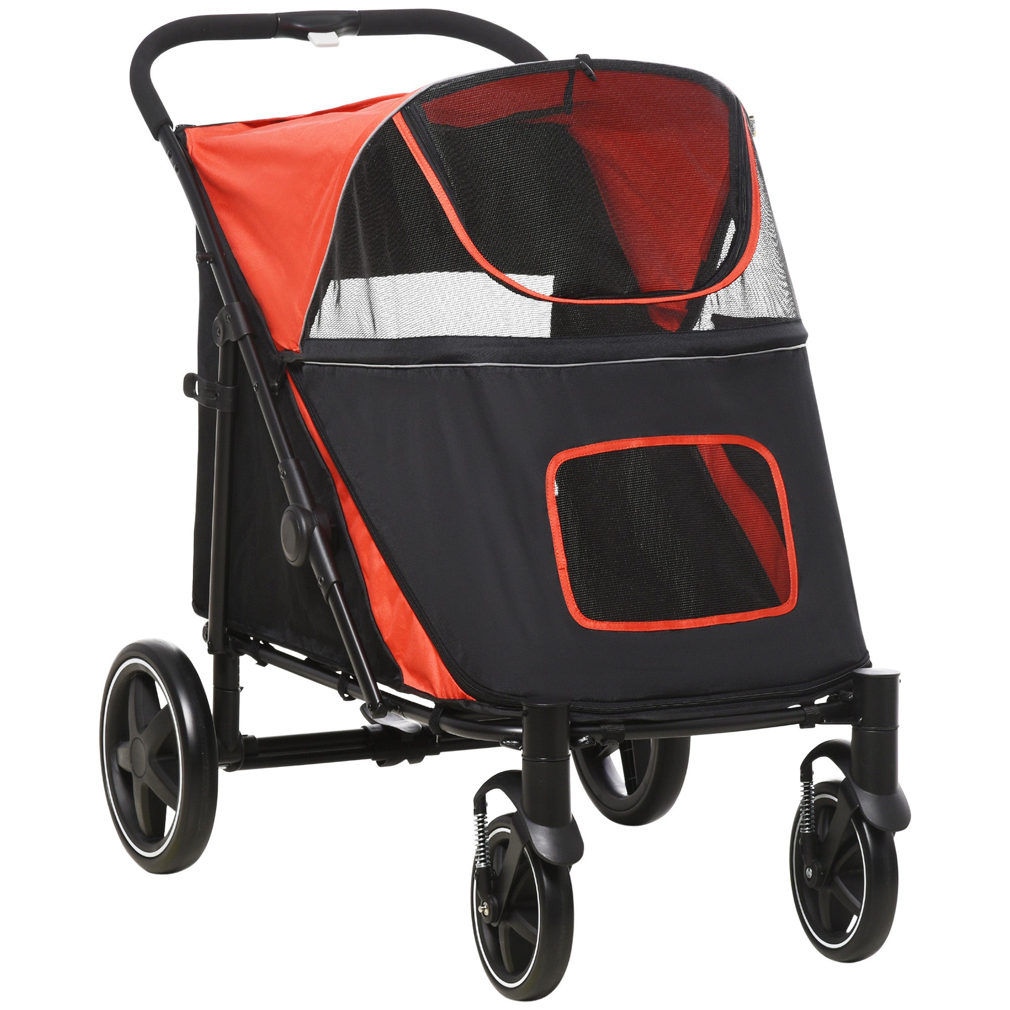 PawHut Foldable Dog Carriage w/ Universal Wheels - Shock Absorber - Red  | TJ Hughes