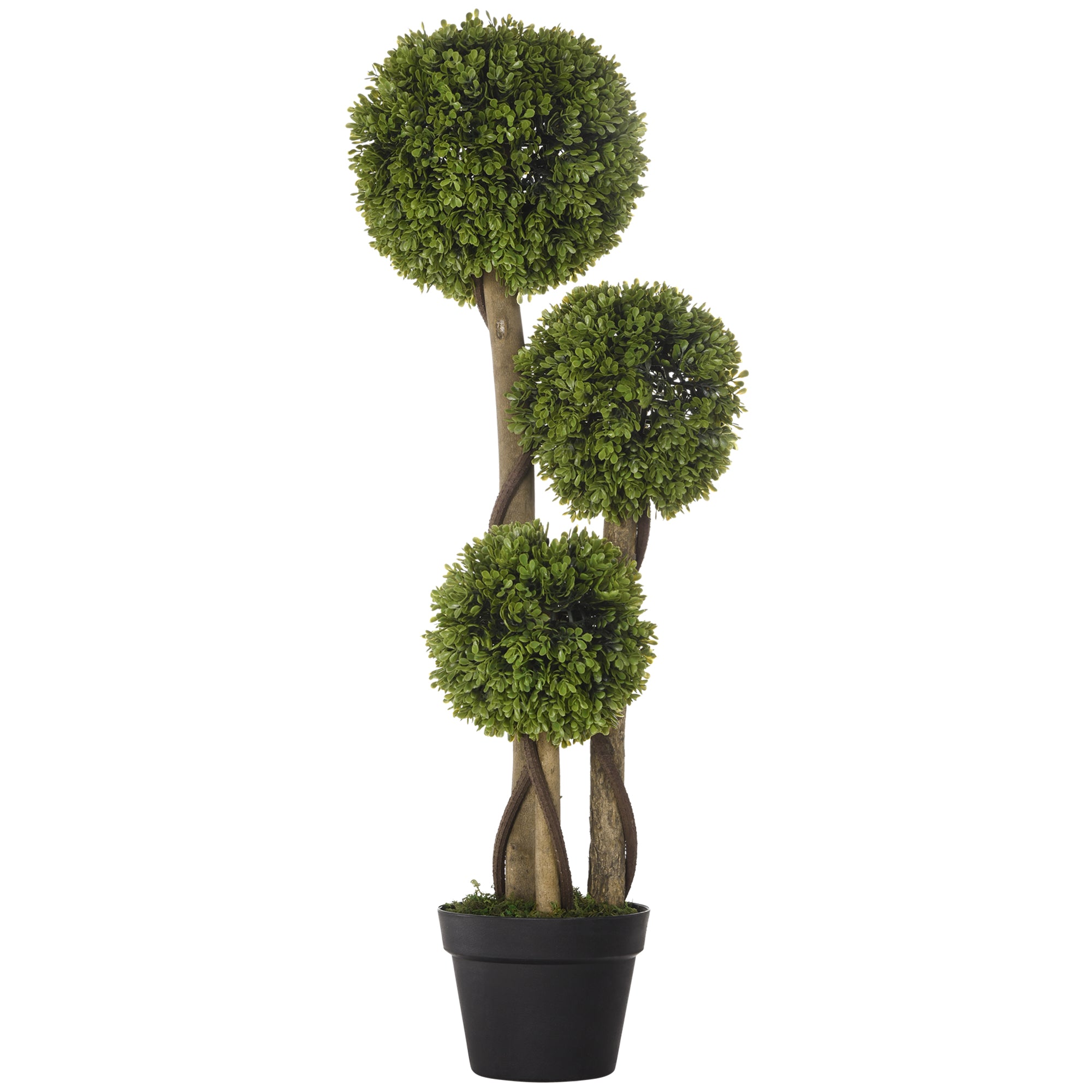 HOMCOM Potted Artificial Plants Boxwood Ball Topiary Trees Indoor Outdoor - 90cm  | TJ Hughes
