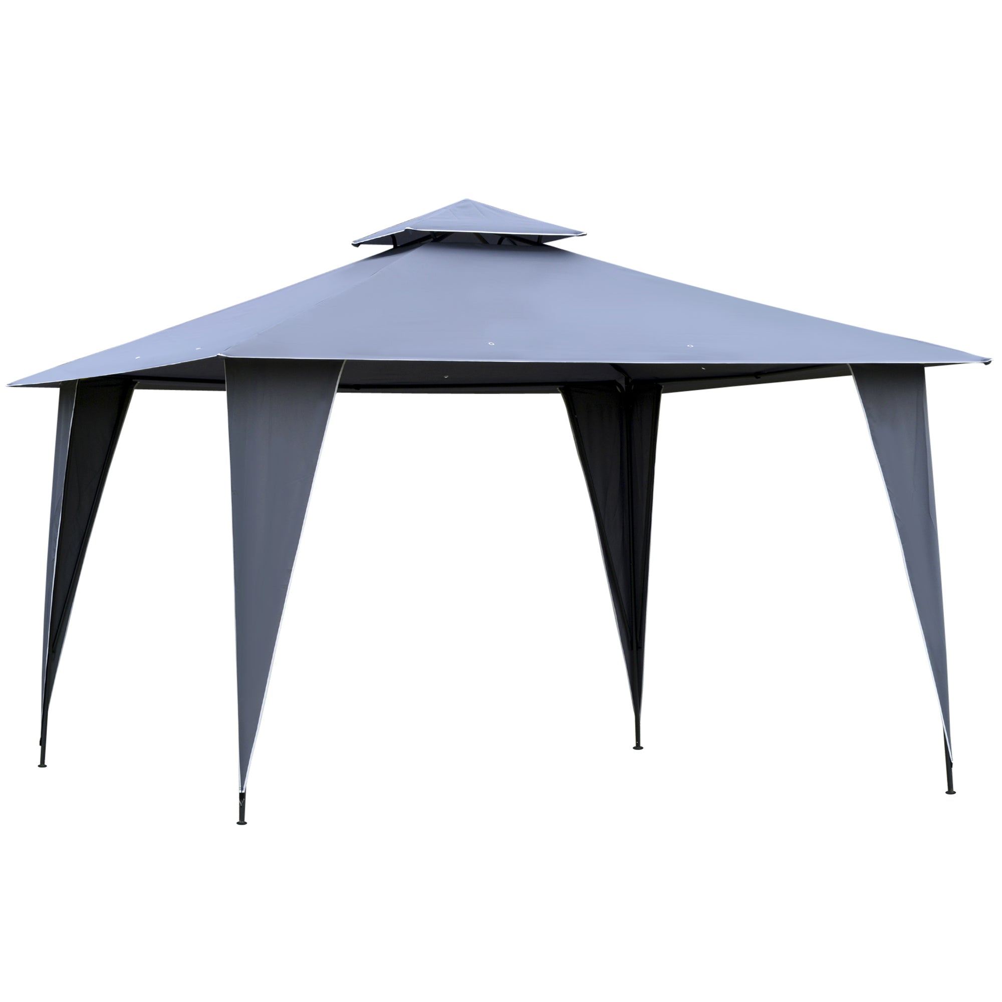 Outsunny 3.45x3.45m Side-Less Outdoor Canopy Gazebo 2-Tier Roof Steel Frame Grey  | TJ Hughes