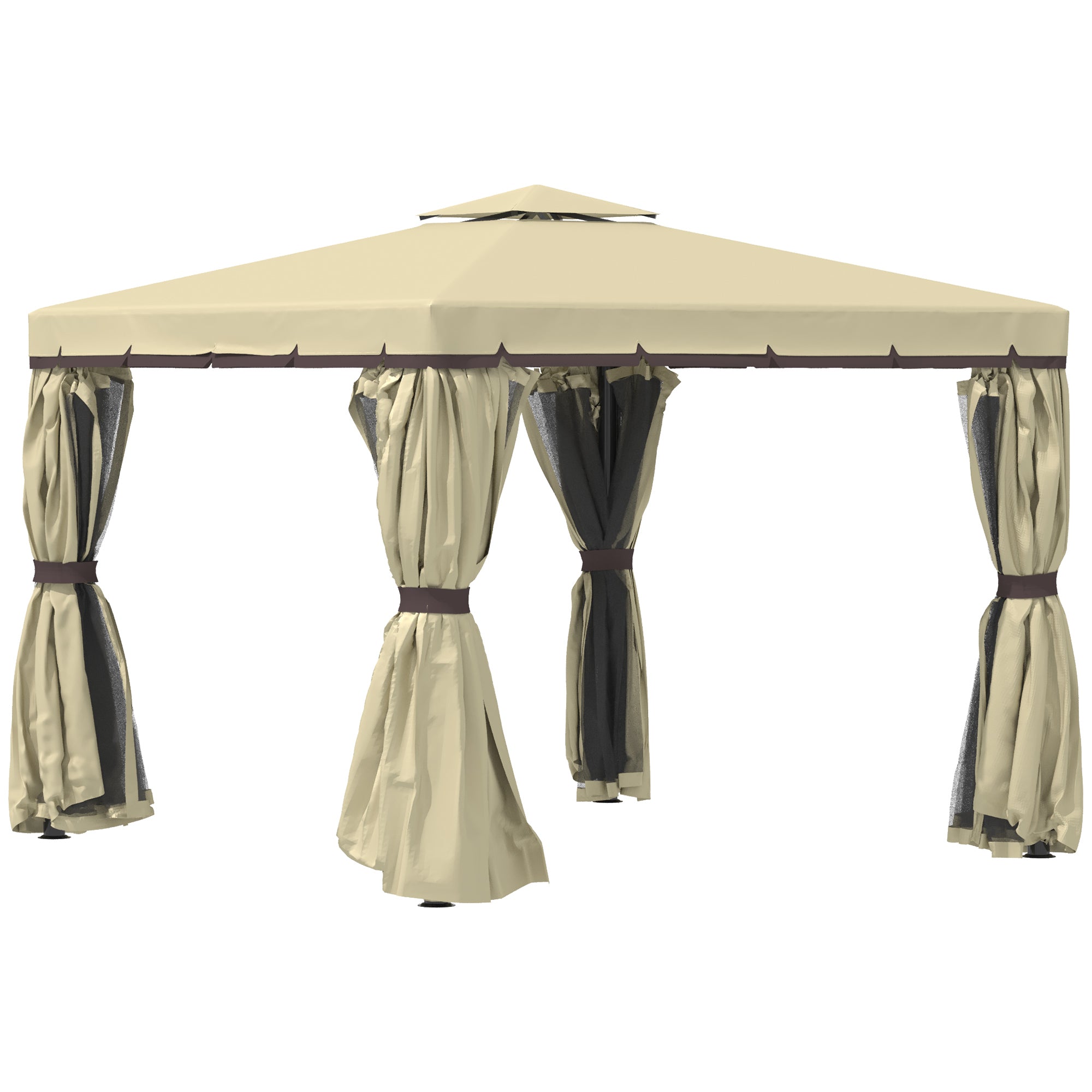 Outsunny 3 x 3(m) Patio Gazebo Garden Shelter w/ Mosquito Netting - Beige  | TJ Hughes