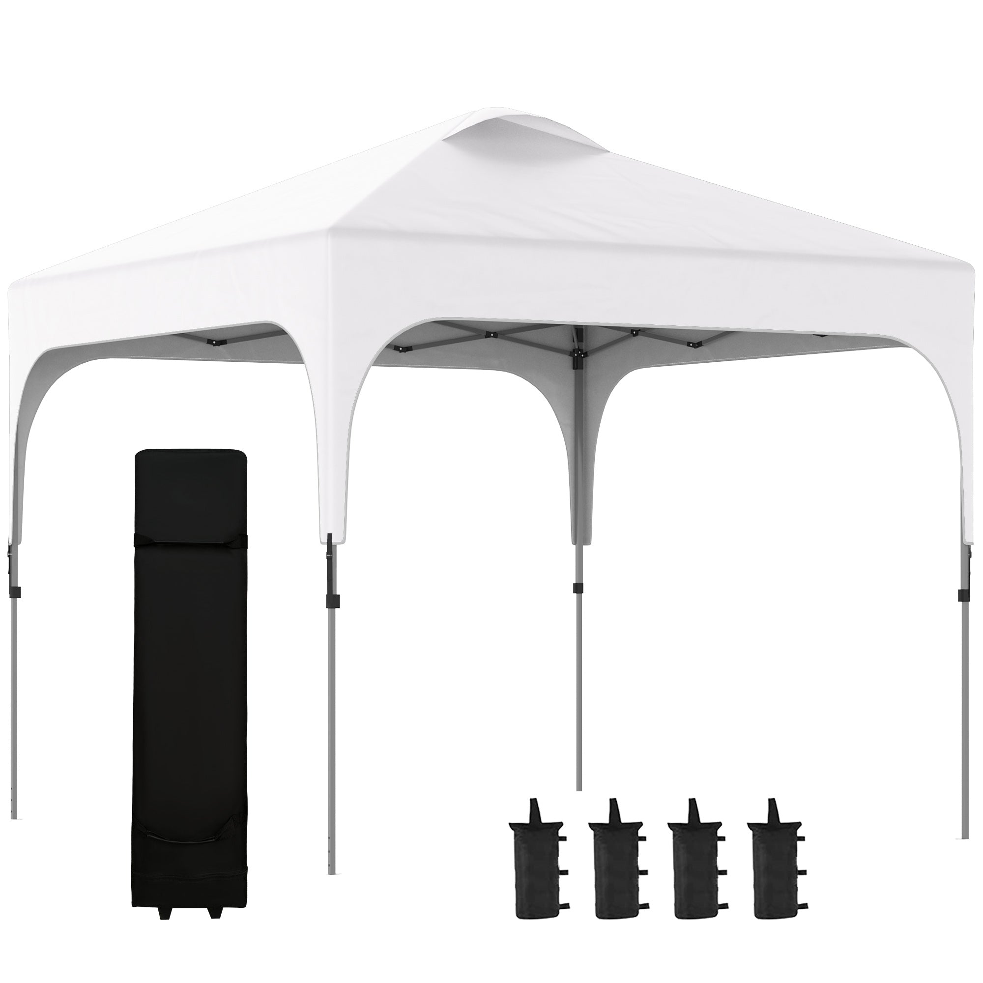 Outsunny Pop Up Gazebo Foldable w/ Wheeled Carry Bag & 4 Weight Bags - White  | TJ Hughes