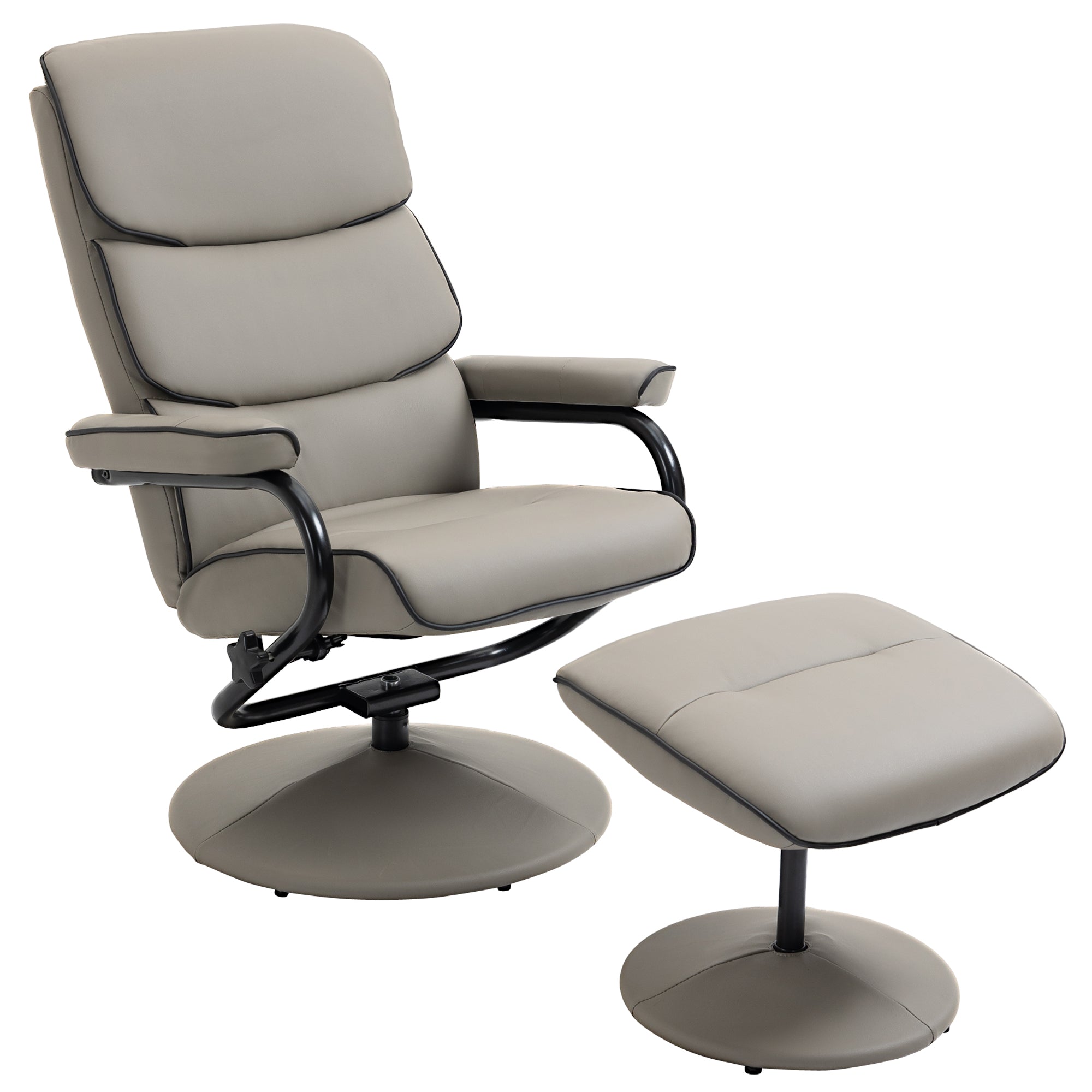 HOMCOM Faux Leather Recliner Chair w/ Ottoman Swivel Lounge Seat w/ Footstool  | TJ Hughes
