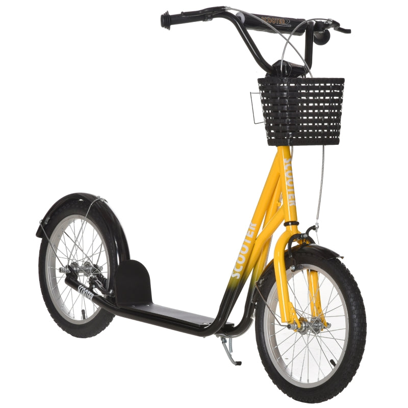 HOMCOM Childrens Scooter with Backet & Brakes - Yellow  | TJ Hughes