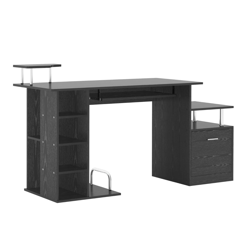 Computer Desk Workstation Wood Laptop Table W/Drawer Shelves - Black - CARTER  | TJ Hughes