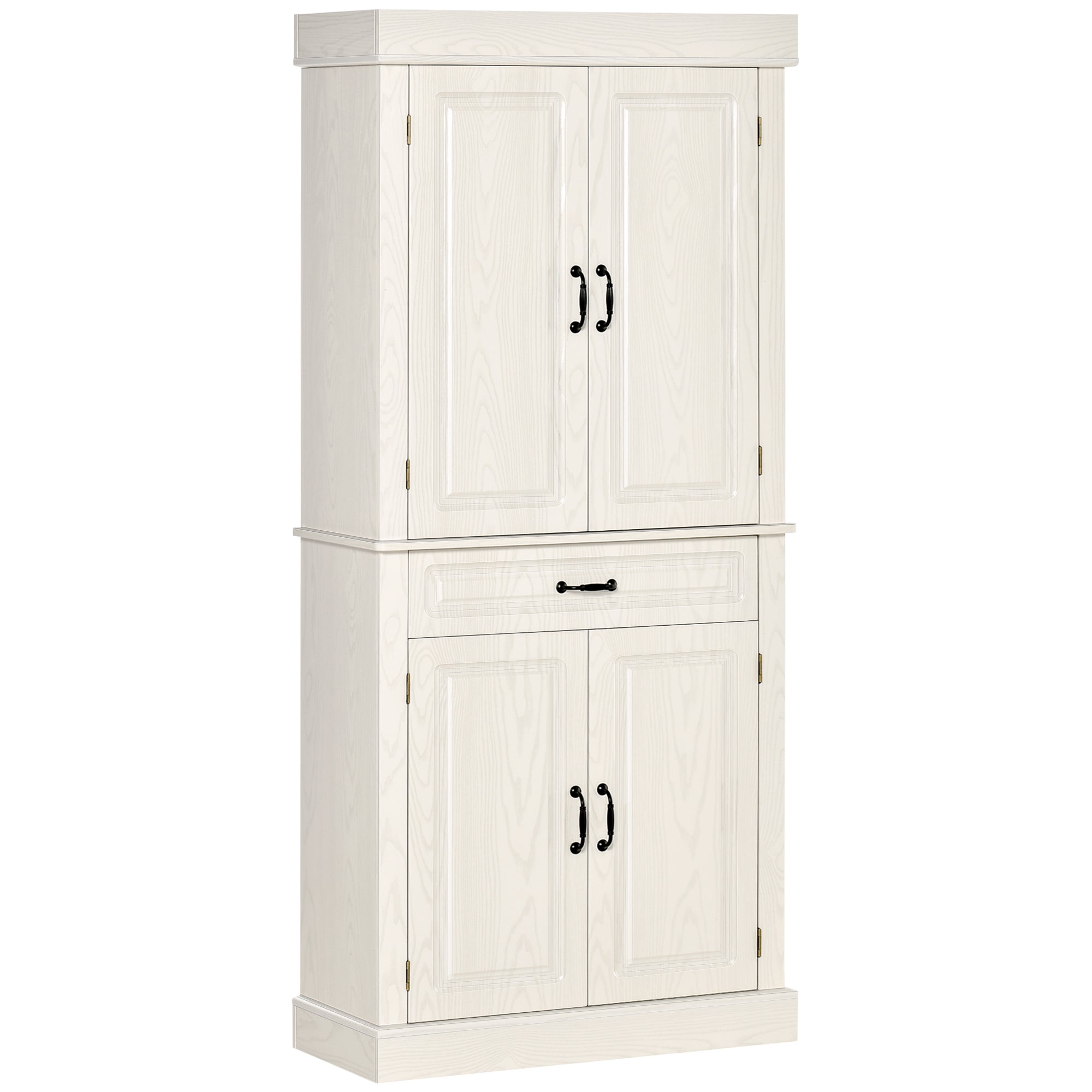 HOMCOM 180cm Kitchen Pantry Storage Cabinet Server Food Organizer - White  | TJ Hughes