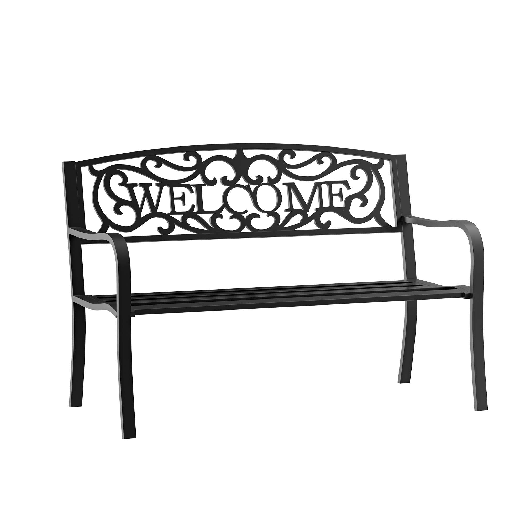 Outsunny Garden Bench Double Seat Park Steel Chair Garden Outdoor Metal Patio  | TJ Hughes