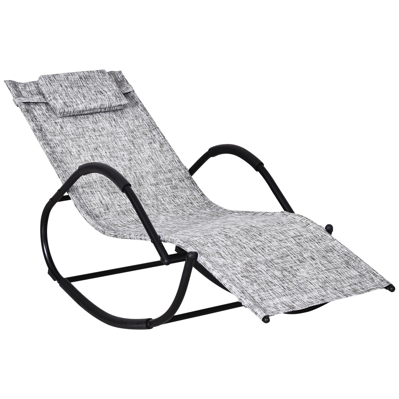 Outsunny Patio Rocking Lounge Chair Zero Gravity Chaise w/ Padded Pillow Grey  | TJ Hughes