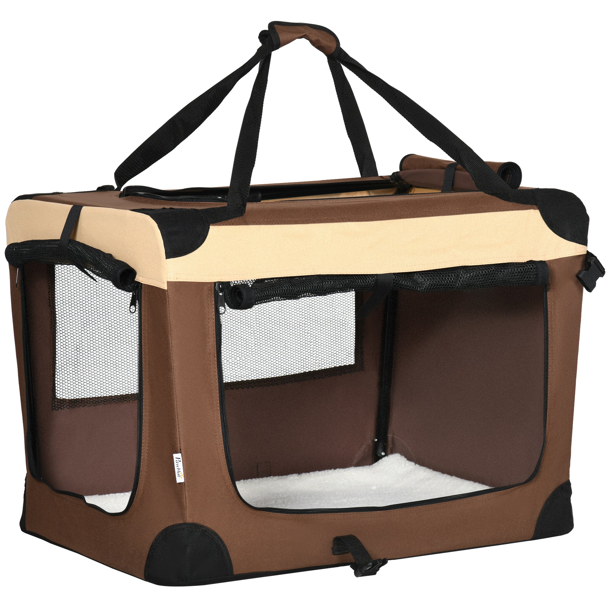 PawHut 70cm Foldable Pet Carrier Bag Soft Travel Dog Crate for Small Dogs Brown  | TJ Hughes