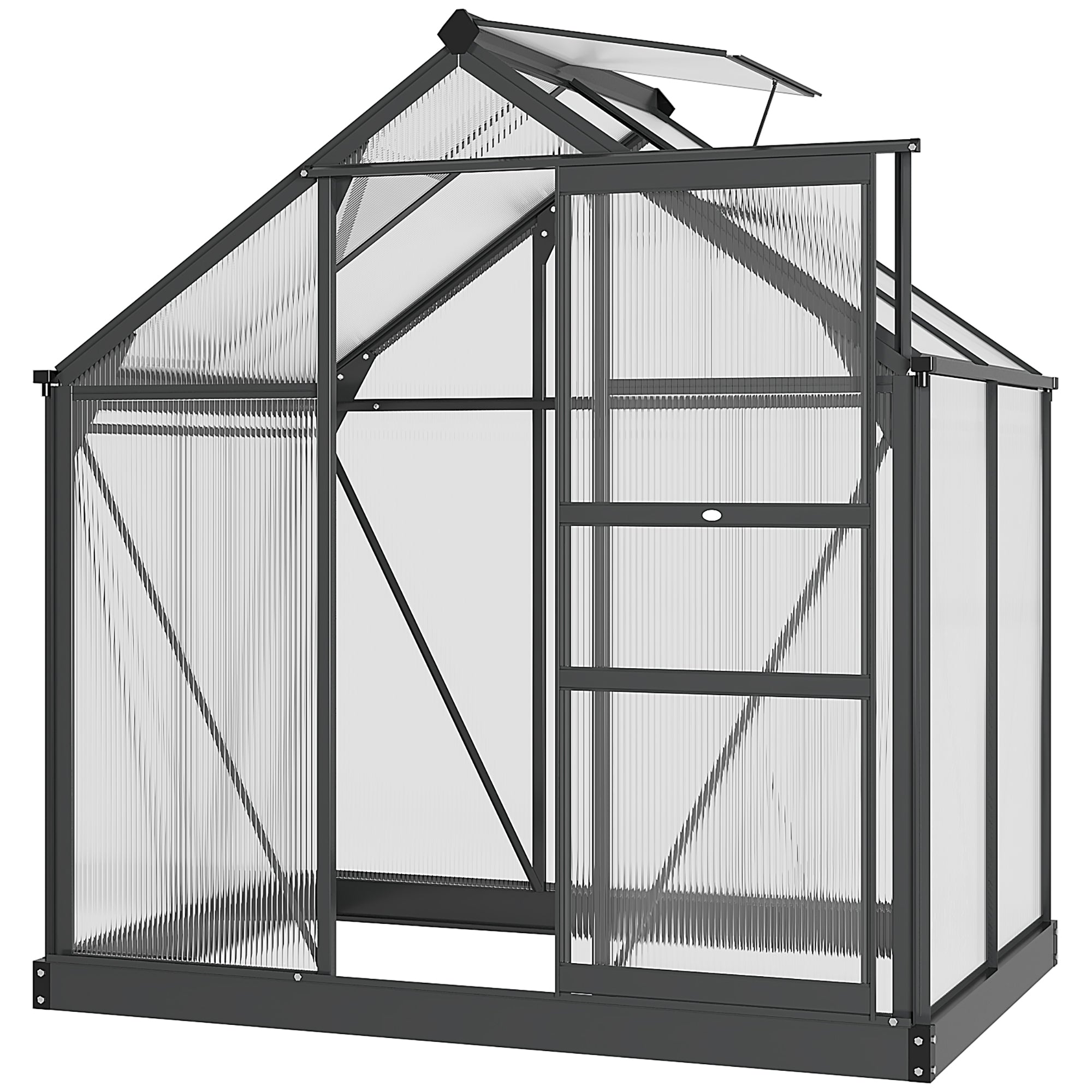 Outsunny 6x4ft Walk-In Polycarbonate Greenhouse Plant Grow Galvanized Aluminium  | TJ Hughes