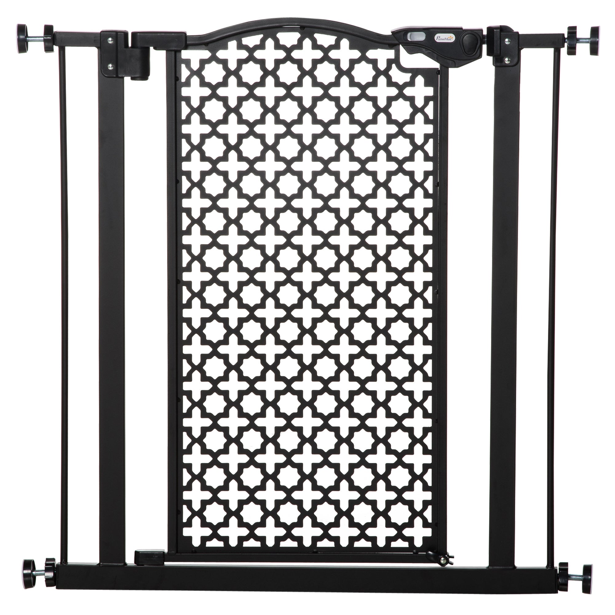 PawHut 74-80 cm Pet Safety Gate Pressure Fit Stair with Double Locking - Black  | TJ Hughes