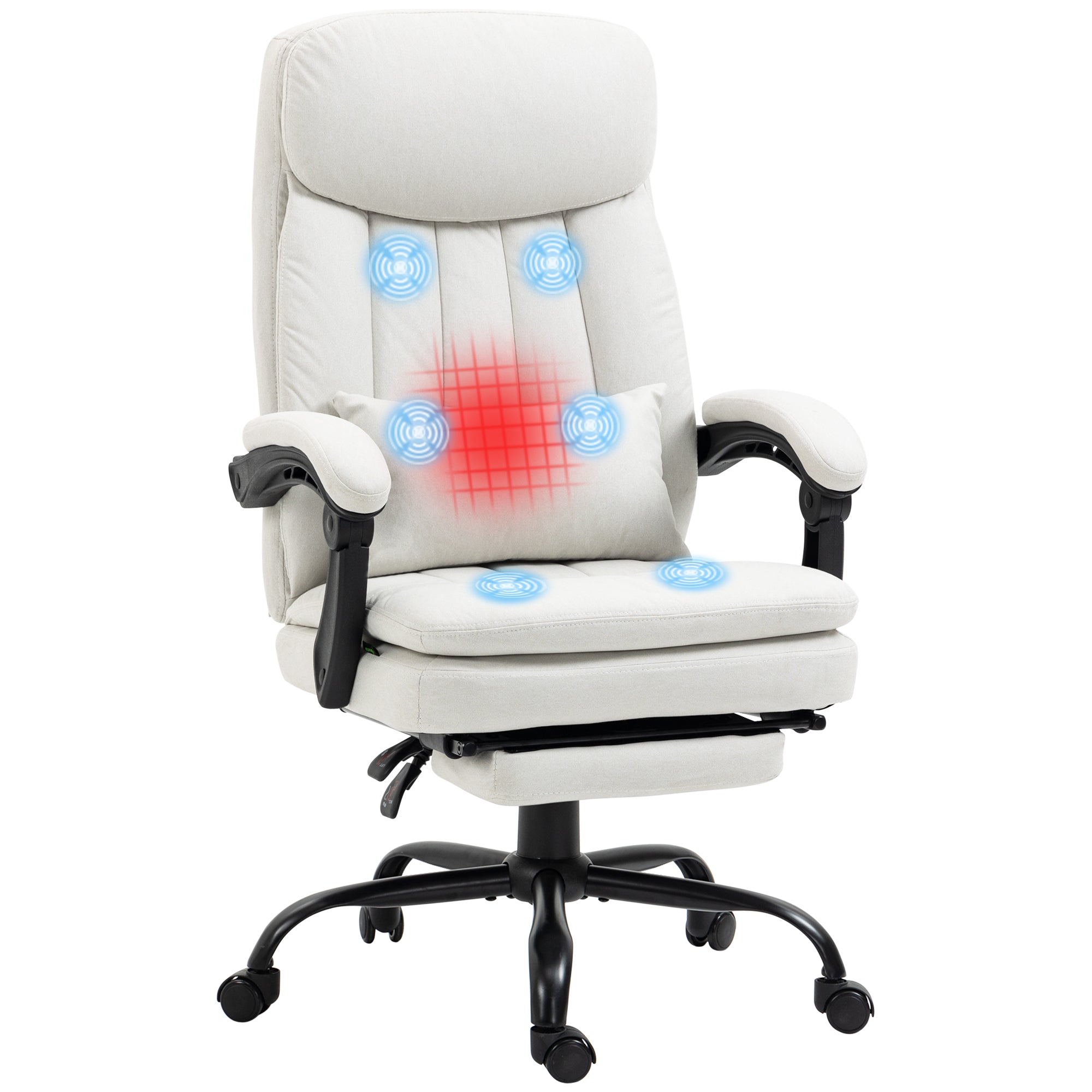 Vinsetto Office Chair - Ergonomic Desk Chair with 6-Point Vibration Massage and Lumbar Heating - Computer Chair with Lumbar Support Pillow - 155deg Recl