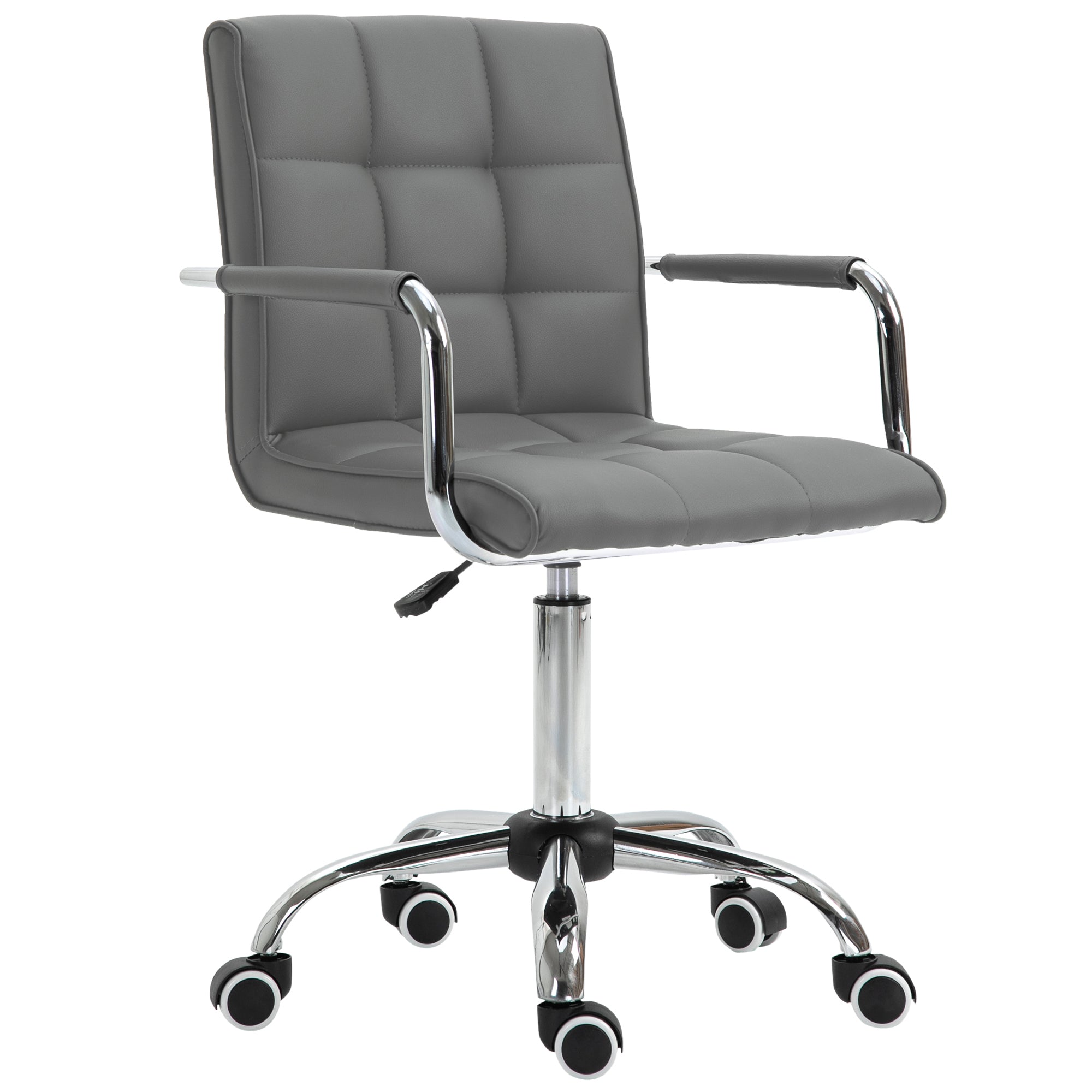 Vinsetto Mid Back Home Office Chair Swivel Computer Chair with Armrests - Grey  | TJ Hughes