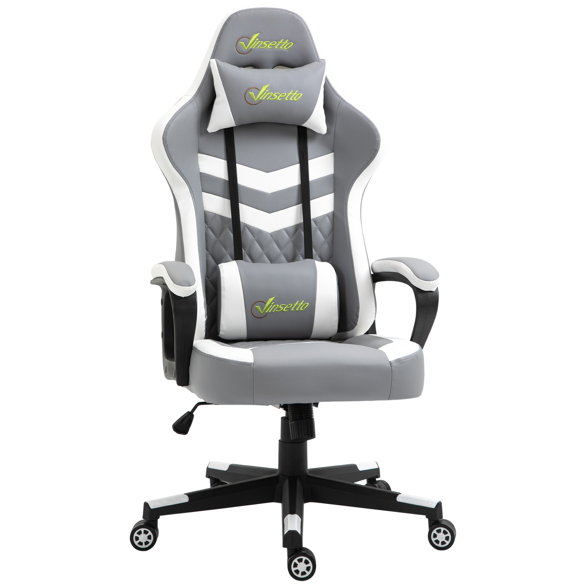 Vinsetto Racing Gaming Chair w/ Lumbar Support - Gamer Office Chair - Grey White  | TJ Hughes