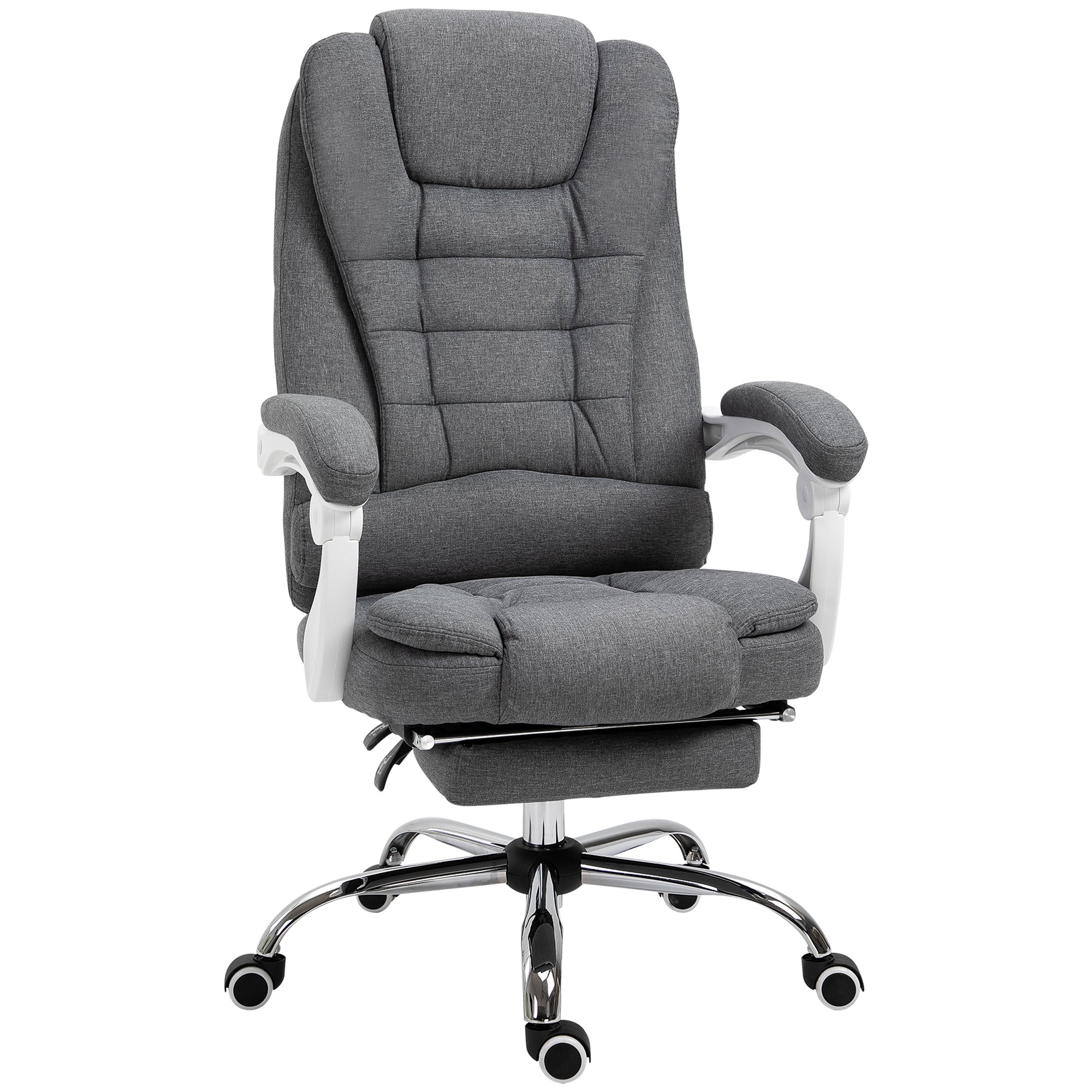 Vinsetto Computer Office Chair Home Swivel Task Recliner w/ Footrest - Arm - Grey  | TJ Hughes