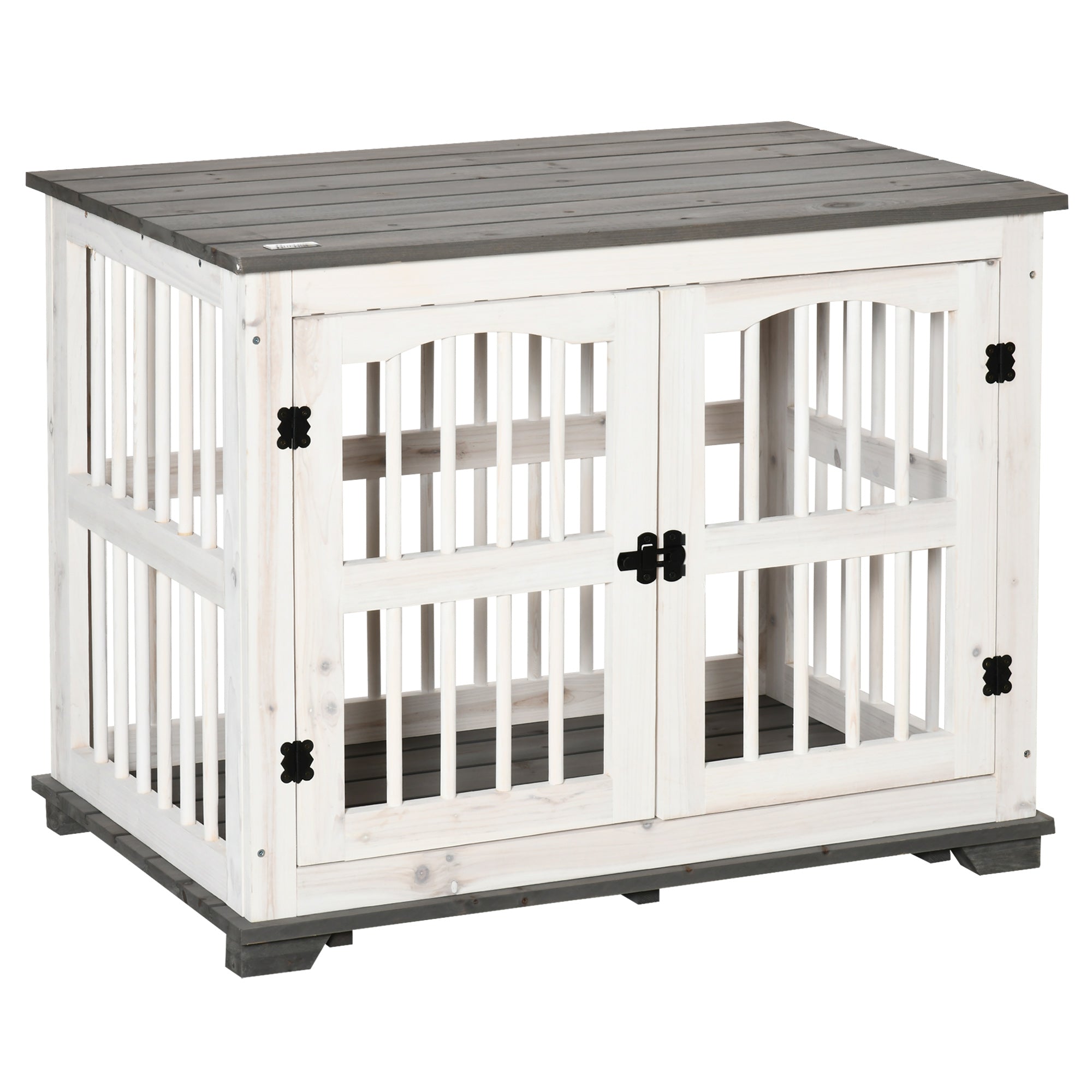 PawHut Wooden Dog Crate Pet Kennel Cage End Table for Small Medium Dogs White  | TJ Hughes